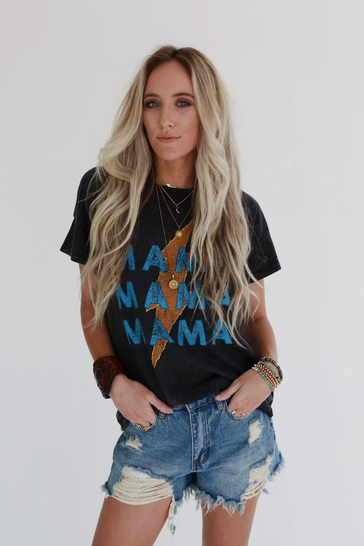 Thunder Mama Vintage Graphic Tee - Charcoal - Image 5