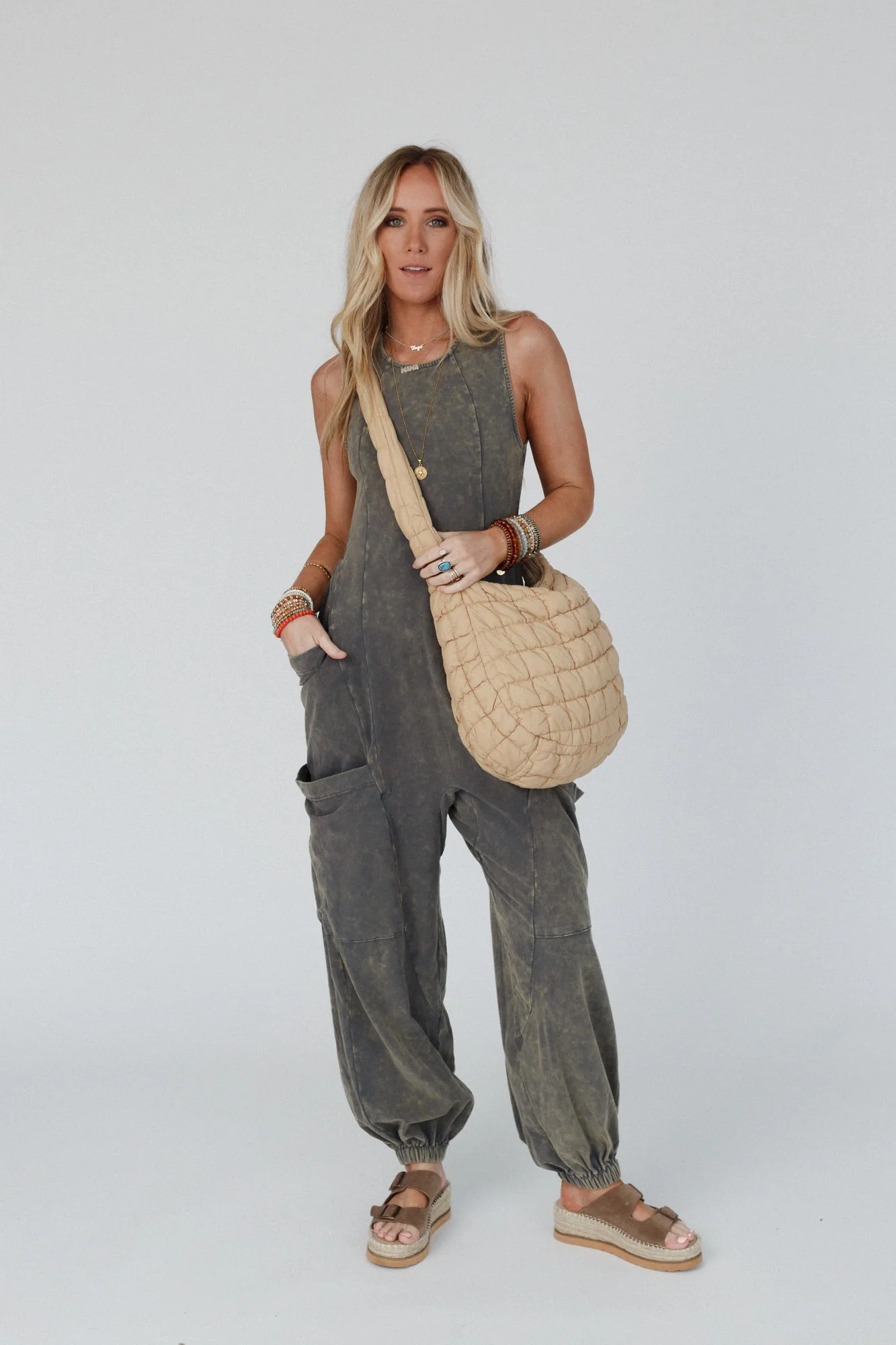 Turning Point Washed Cargo Jumpsuit - Ash - Image 3