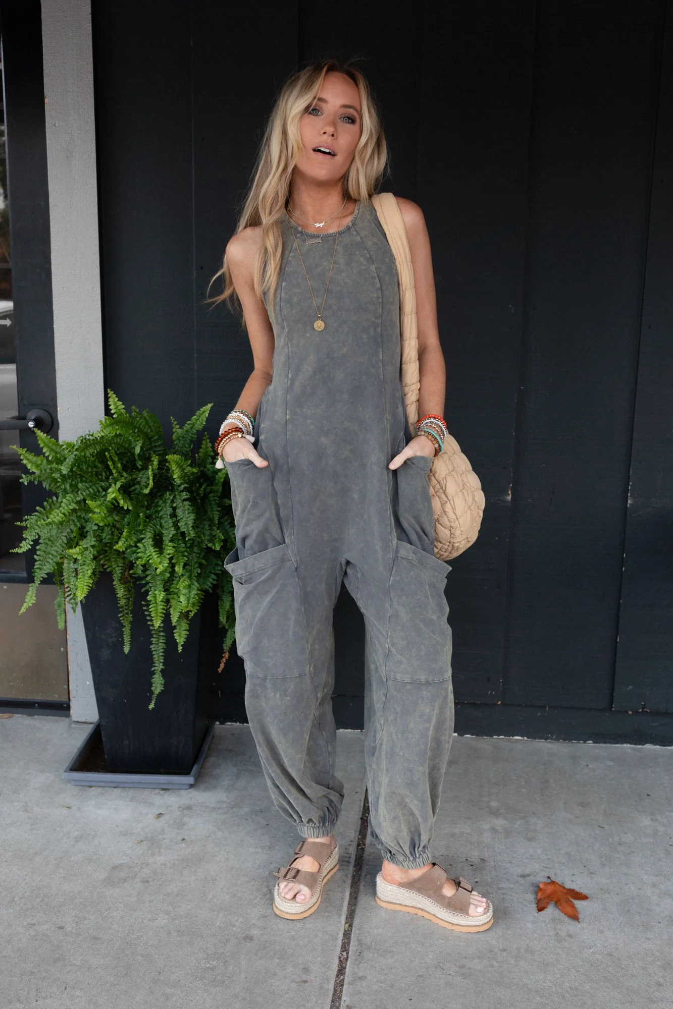 Turning Point Washed Cargo Jumpsuit - Ash - Image 4