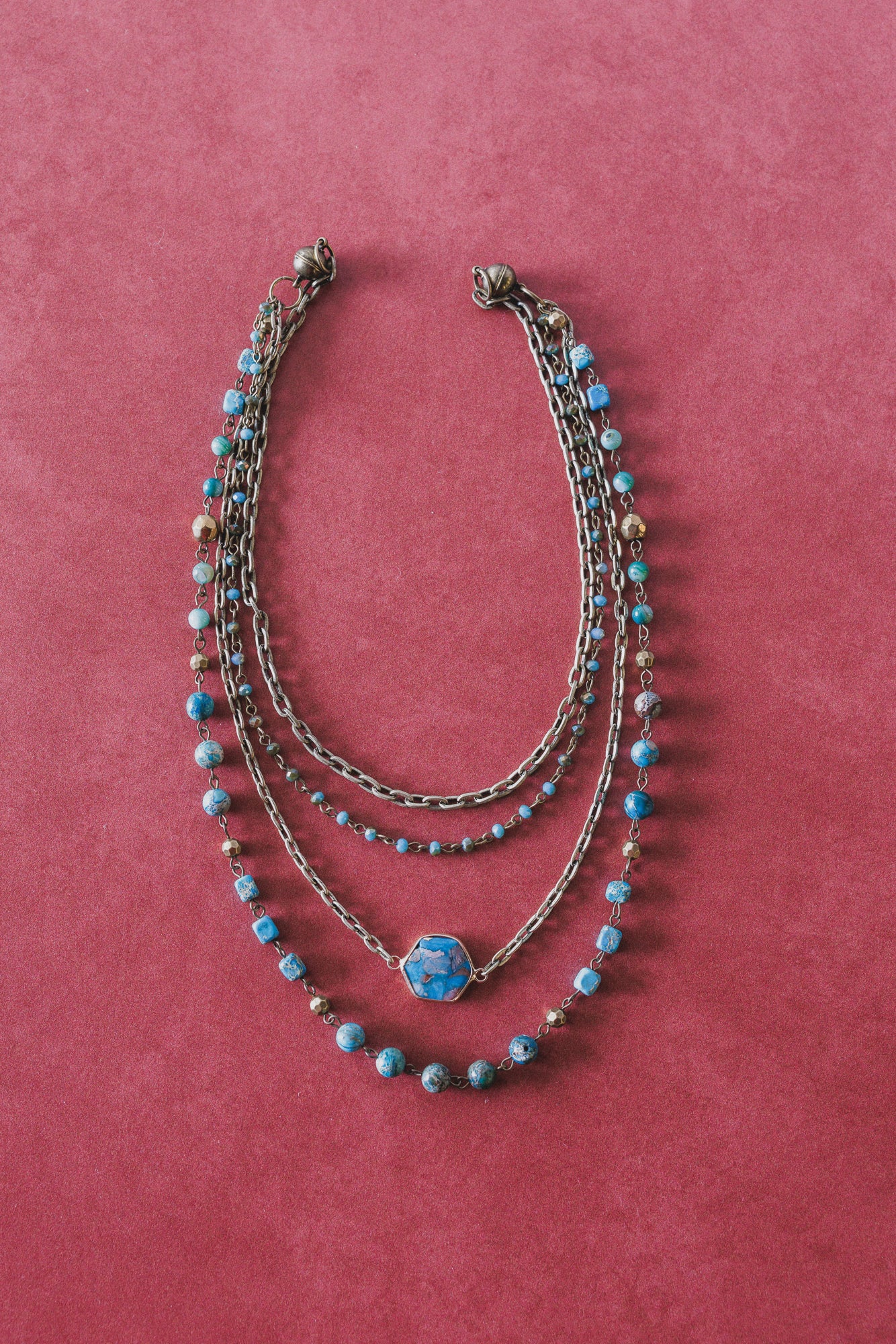 Turquoise Cascade Necklace - Turquoise - Image 4