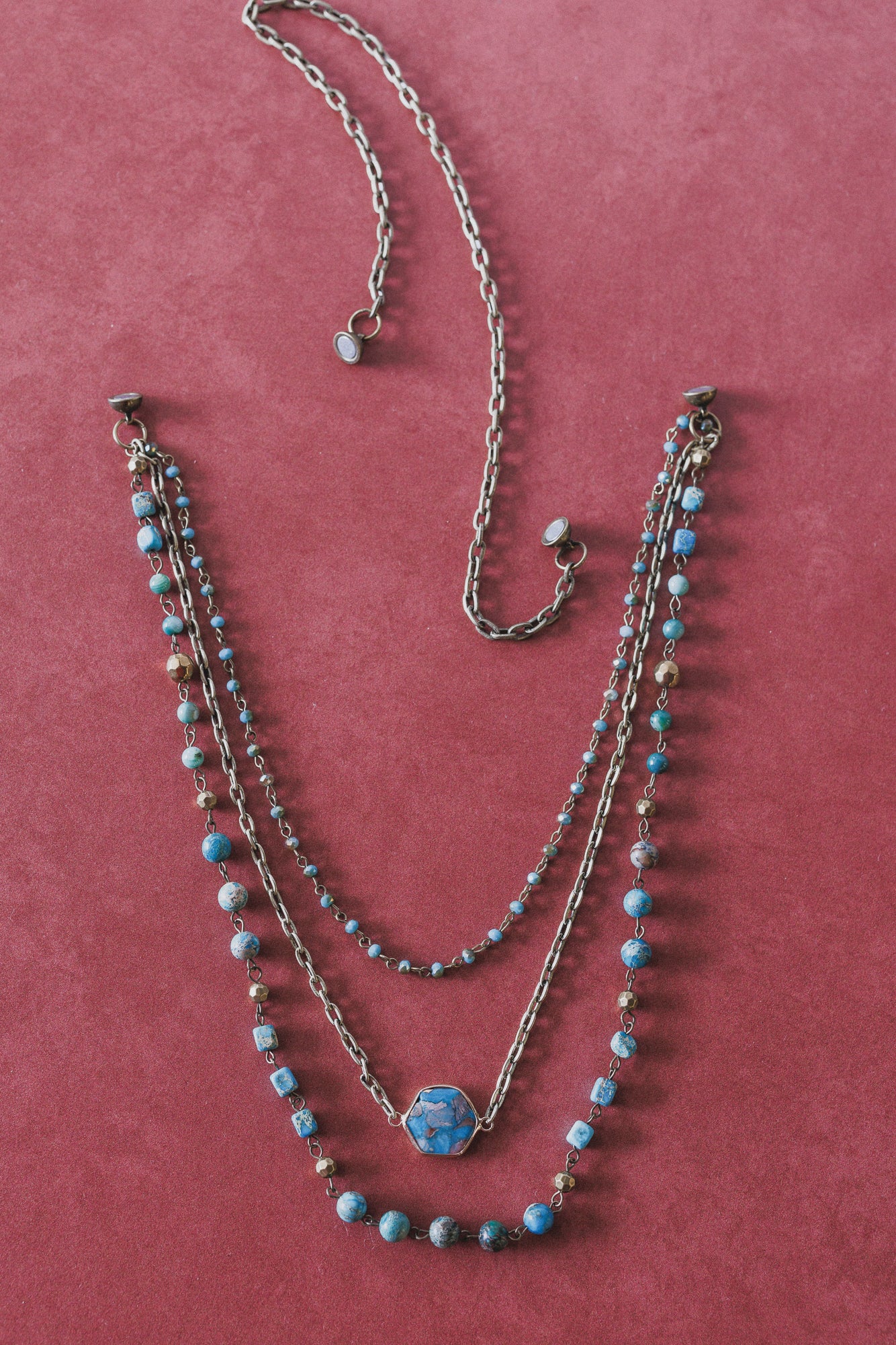 Turquoise Cascade Necklace - Turquoise - Image 5