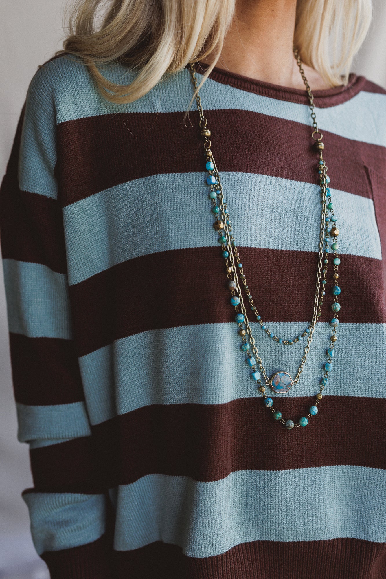 Turquoise Cascade Necklace - Turquoise - Image 7
