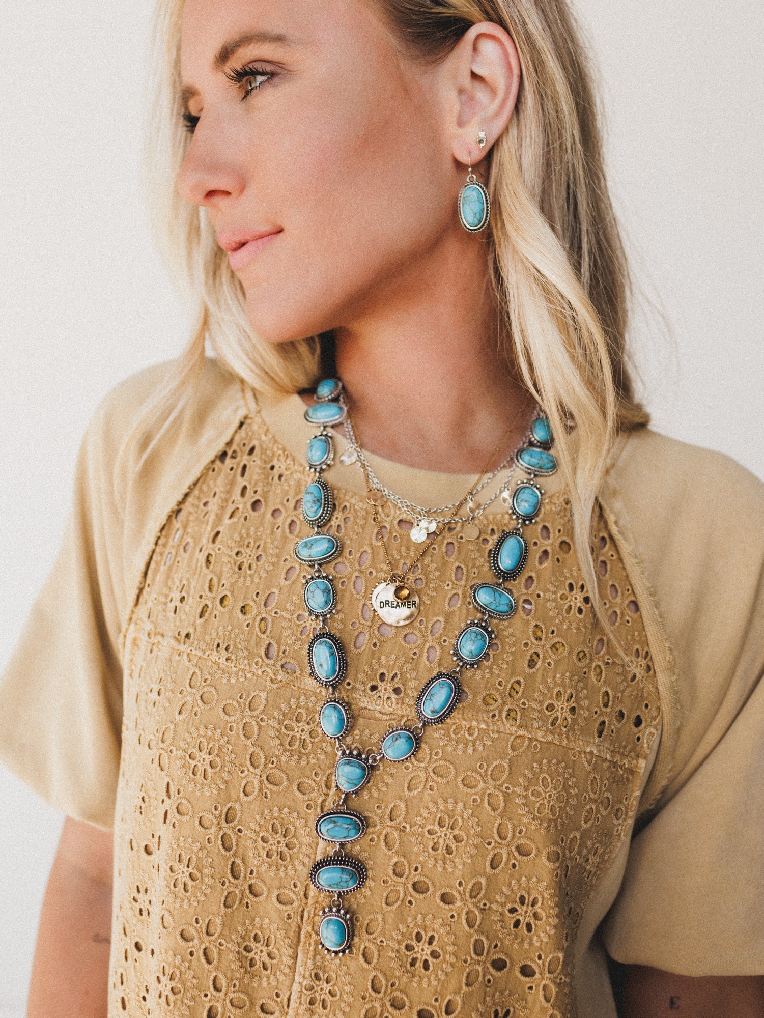 Turquoise Trails Necklace and Earring Set - Turquoise - Image 2