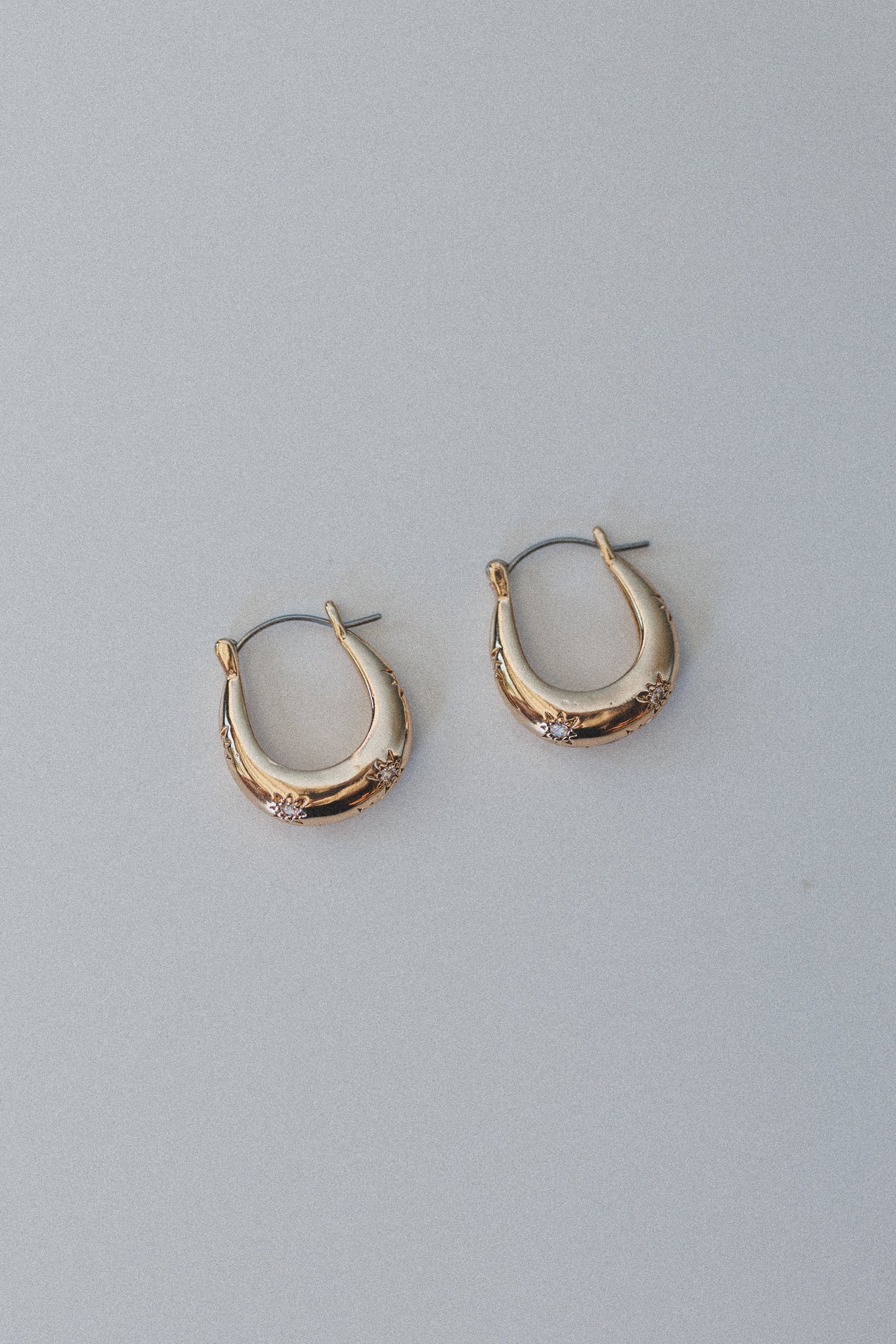 Twilight Star Etched Hoop Earrings - Gold - Image 3