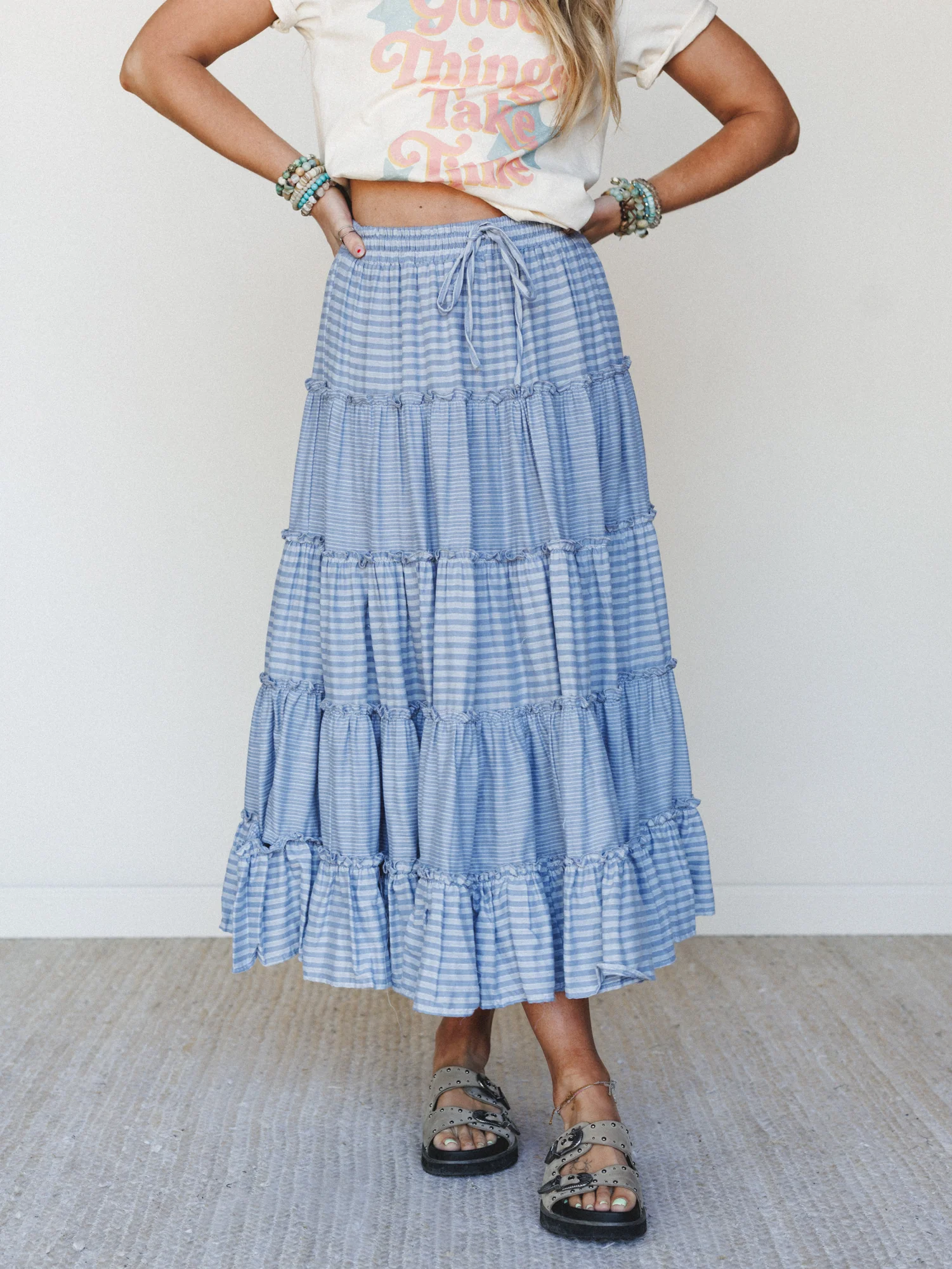 Twirling Affairs Maxi Skirt - Blue - Image 6