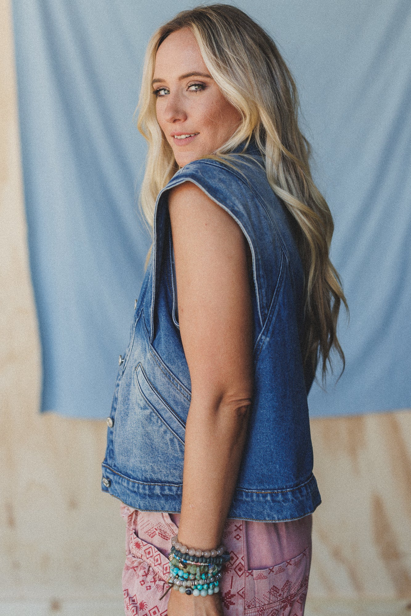 Urban Bound Wide Shoulder Vest - Denim - Image 5