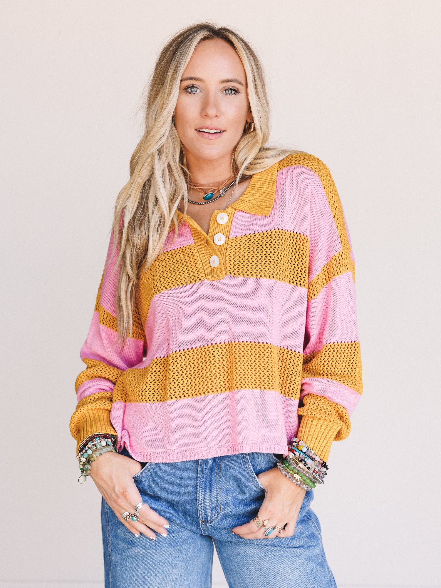 Varsity Charm Striped Top - Mustard - Image 6