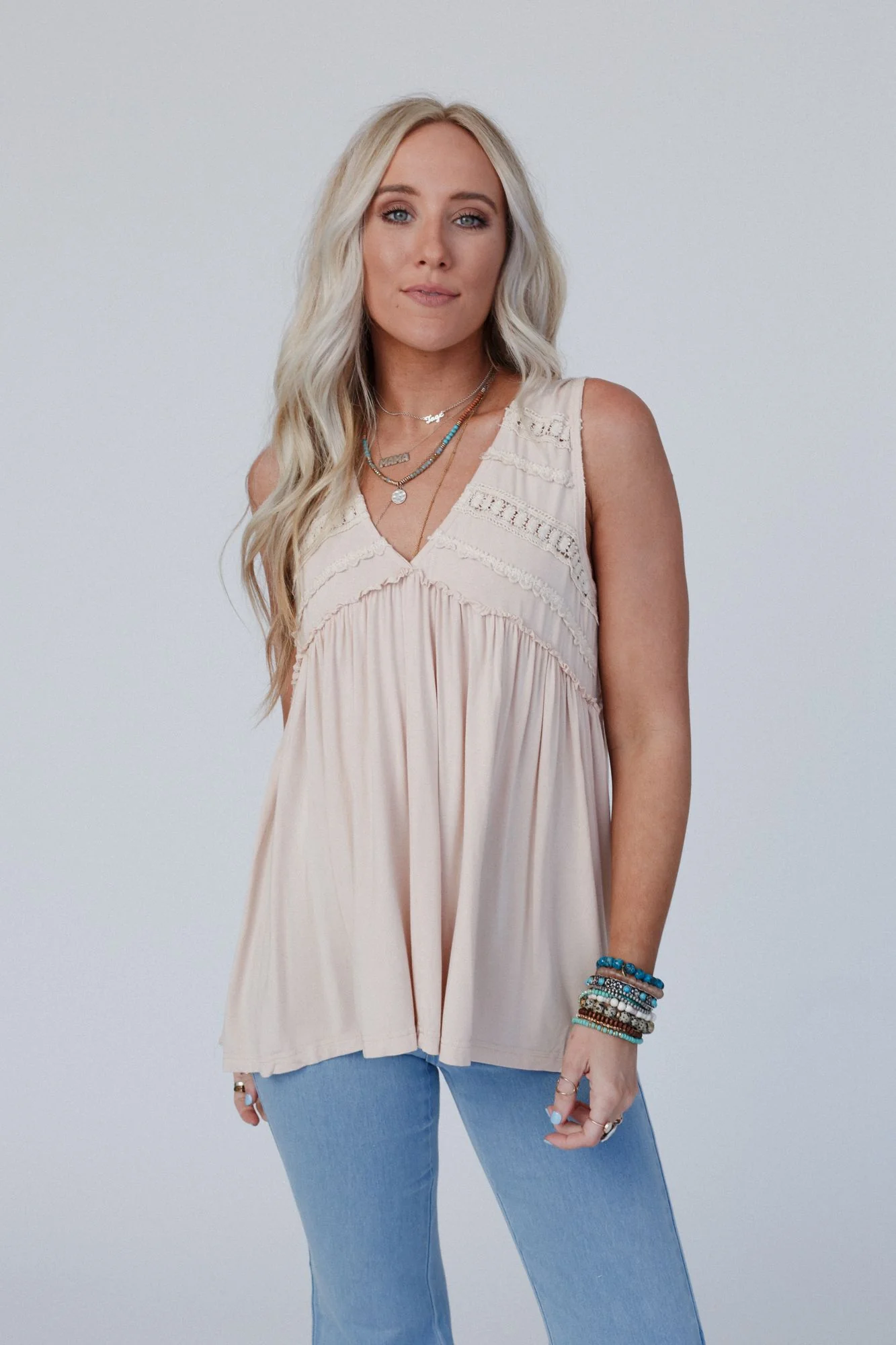 Velveteen Knit Top - Beige - Pre Order