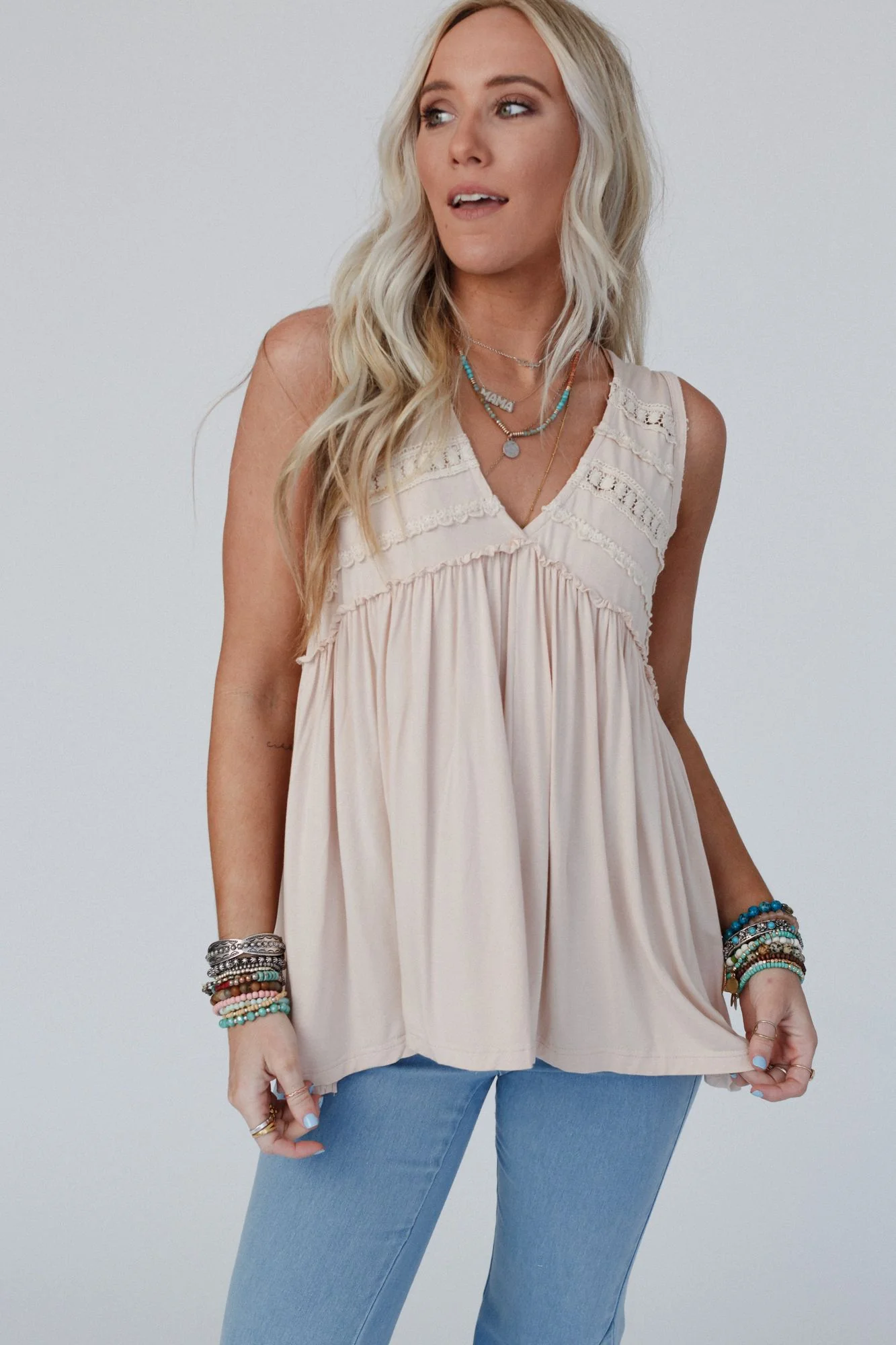 Velveteen Knit Top - Beige - Pre Order - Image 2