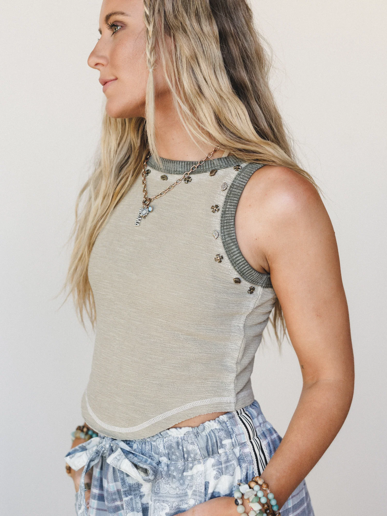 Venus Studded Tank - Olive - Image 4