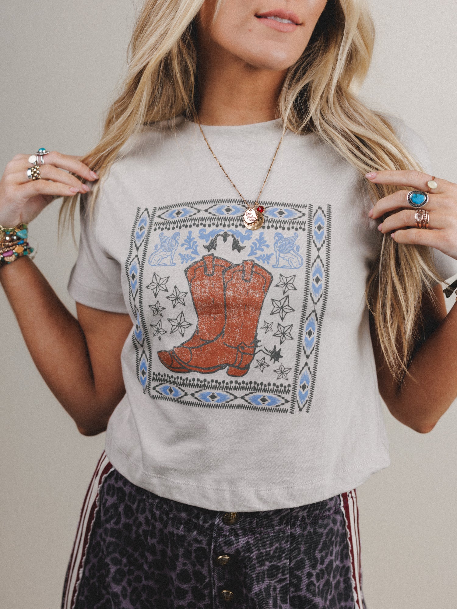 Vintage Lovers Boots Tee - Stone - Image 2