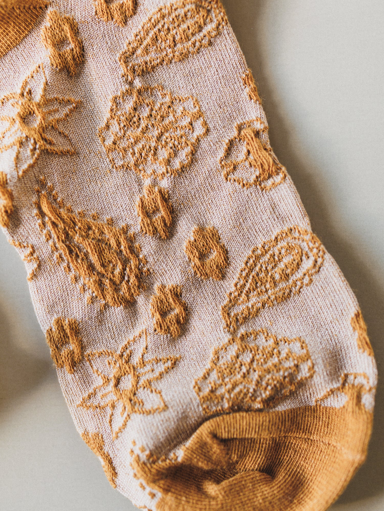 Walking On Roses Socks - Mustard - Image 3