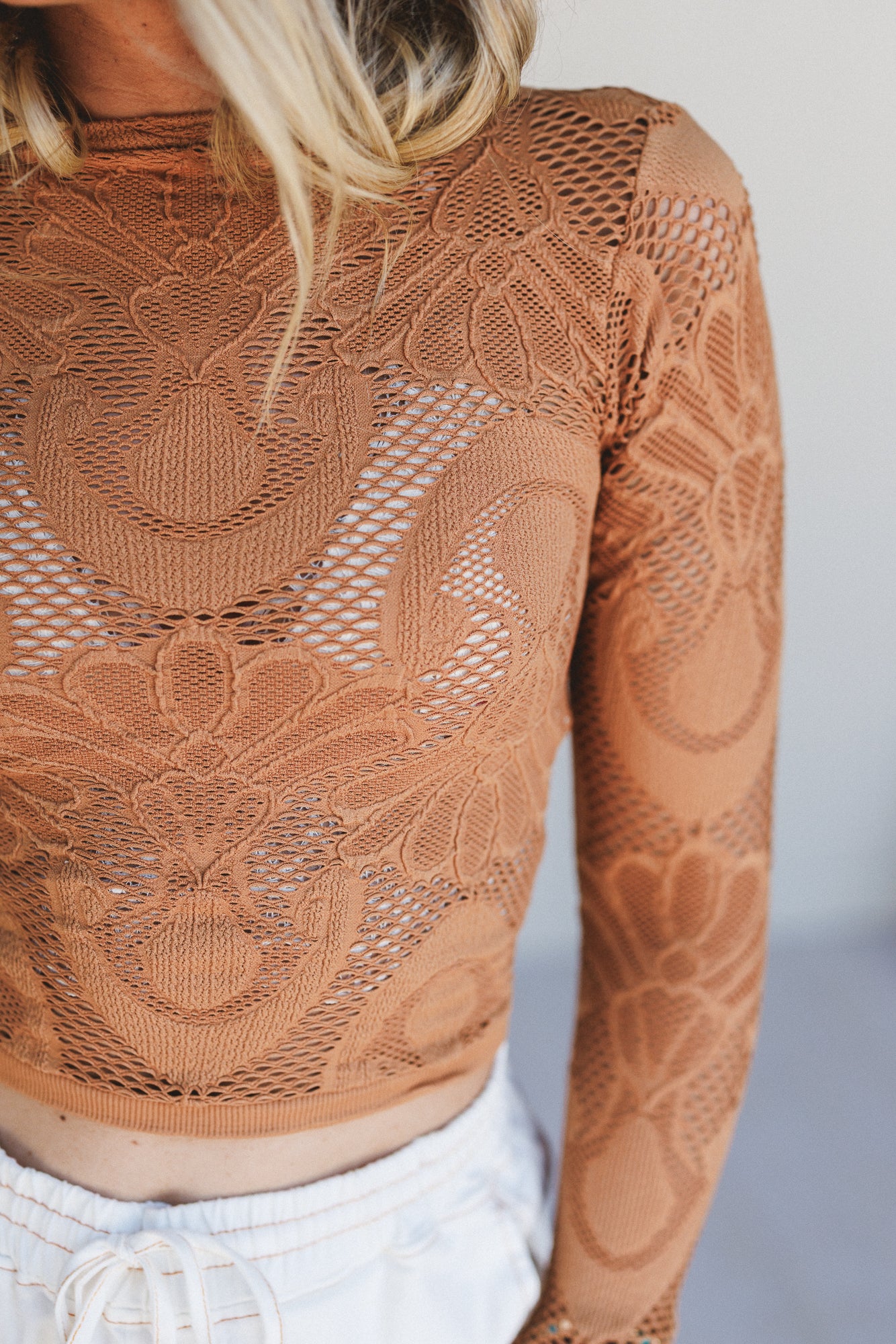 Wander Net Layering Top - Brown - Image 3