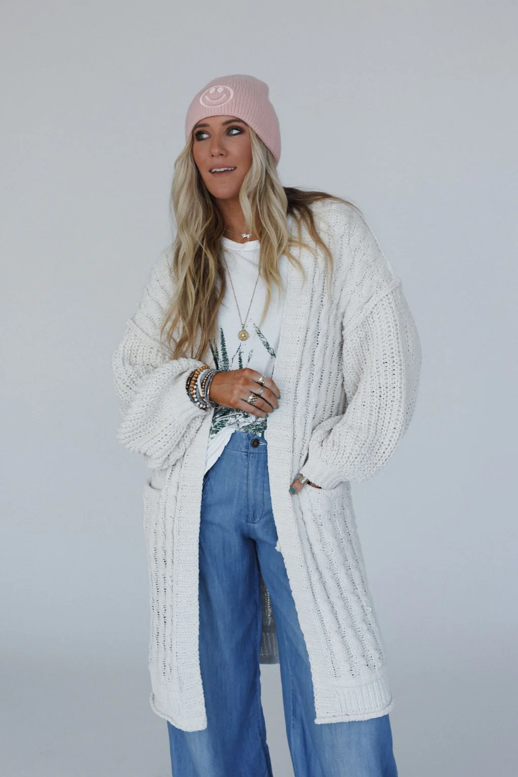 Warm Embrace Chunky Knit Cardigan - Cream - Image 3