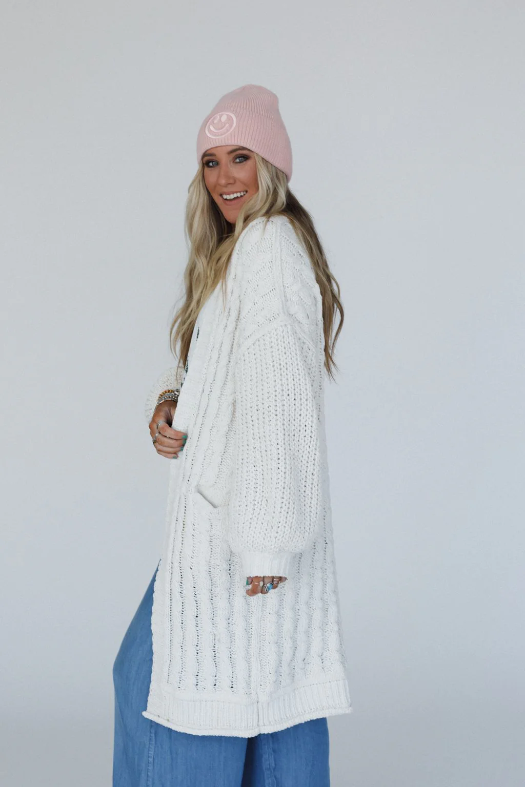 Warm Embrace Chunky Knit Cardigan - Cream - Image 4