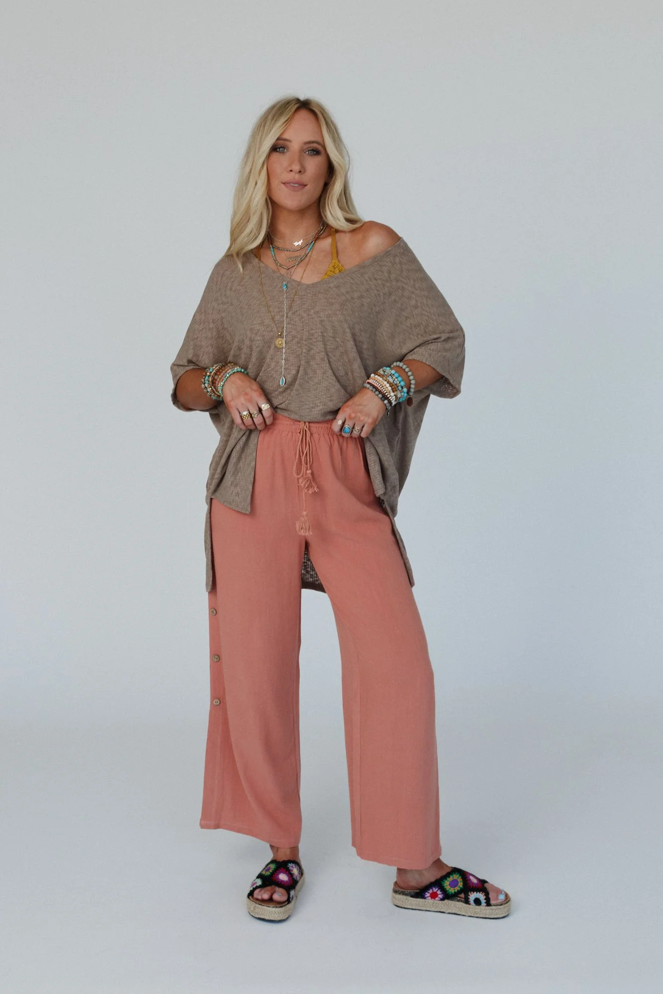 The Nest Warm Nights V Neck Top - Mocha Dark - Image 3