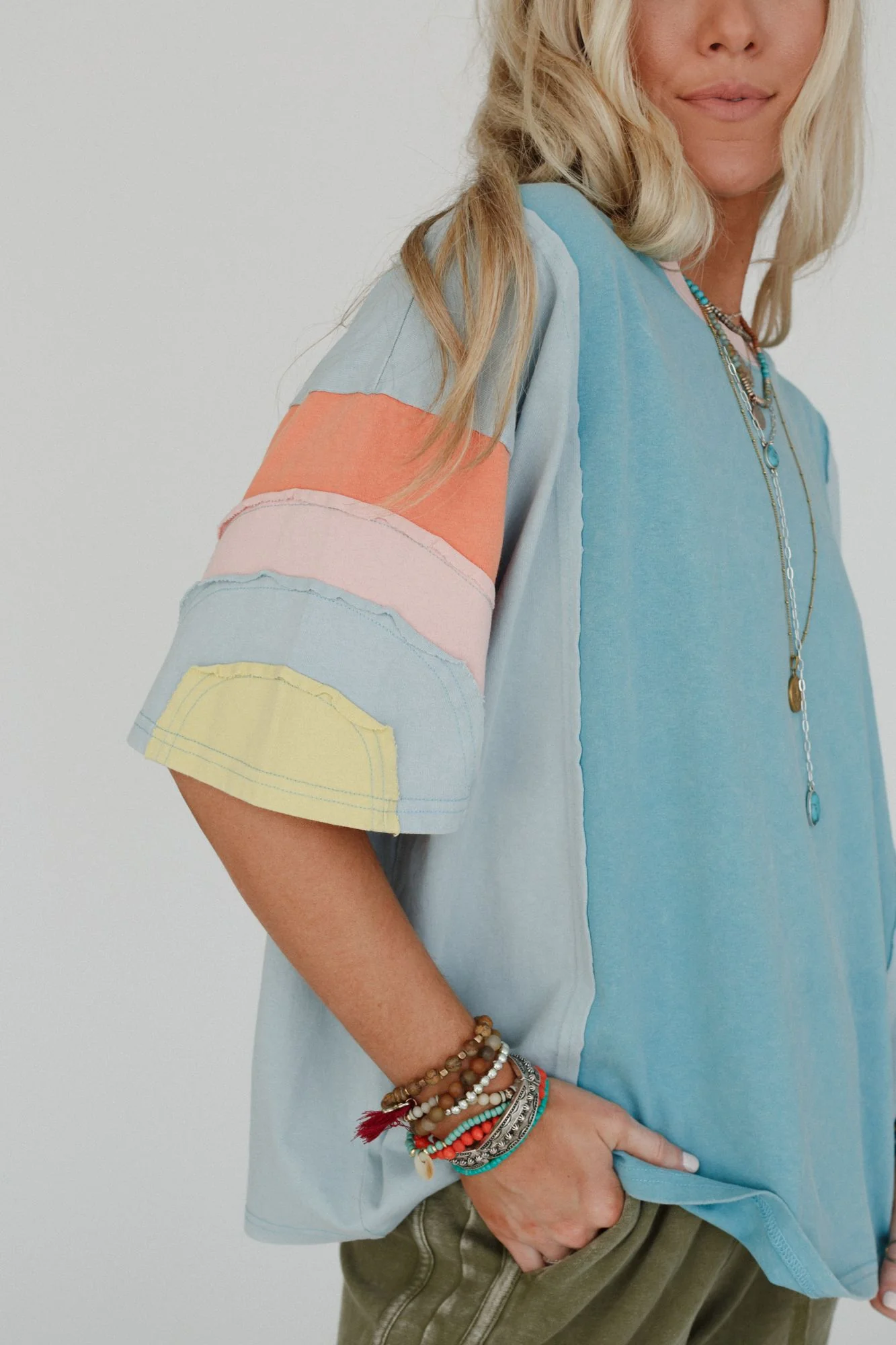 Way Back Color Block Top - Blue - Image 2