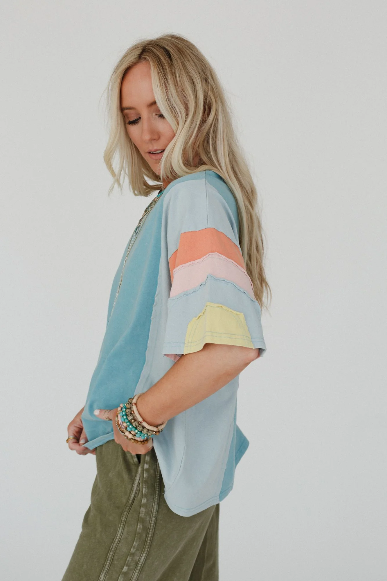 Way Back Color Block Top - Blue - Image 5