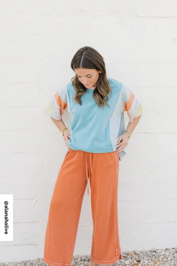 Way Back Color Block Top - Blue - Image 6