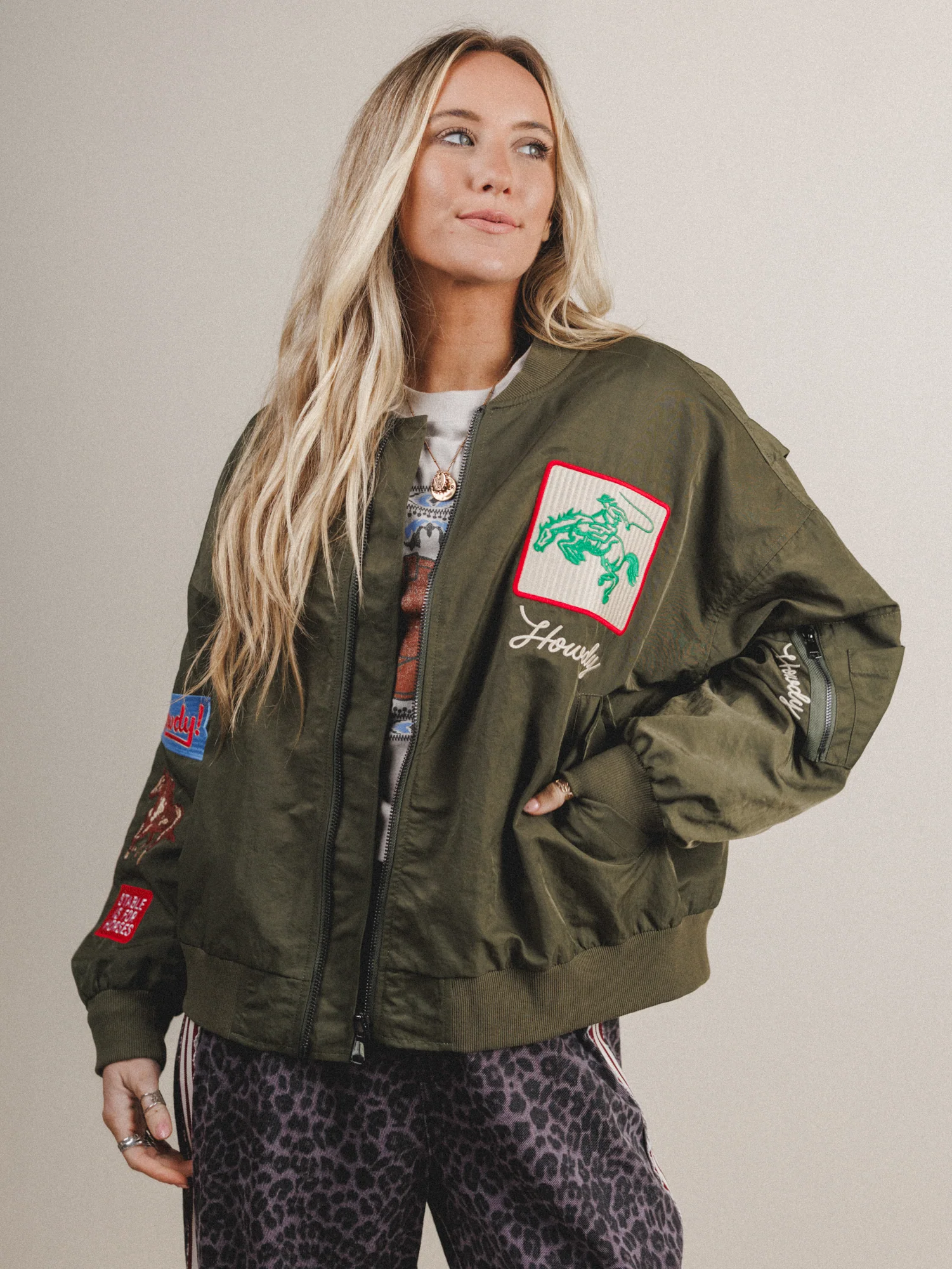 West Coast Rhode Bomber Jacket - Army Green - Image 5