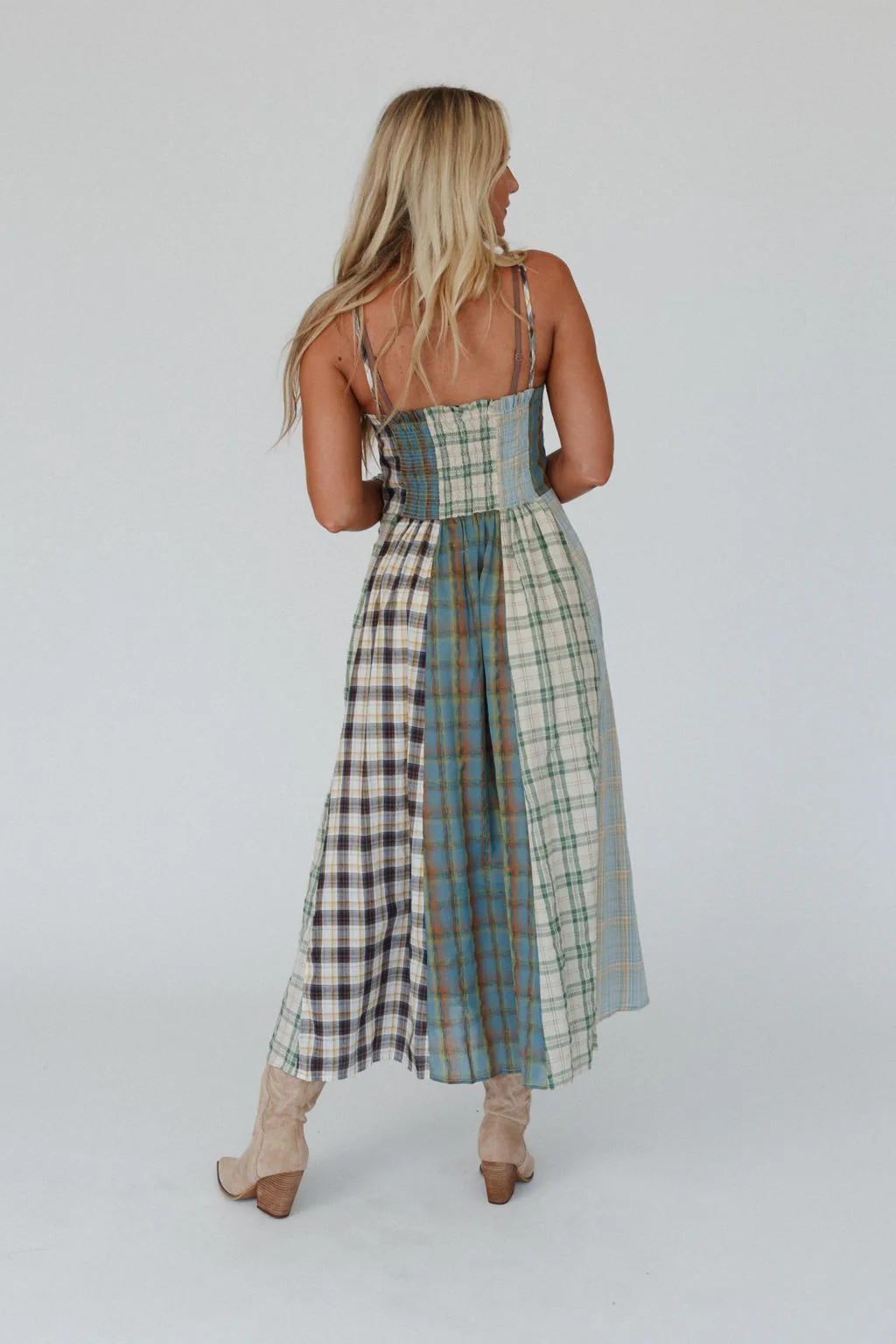 Western Charm Checkered Dress - Mint - Image 6