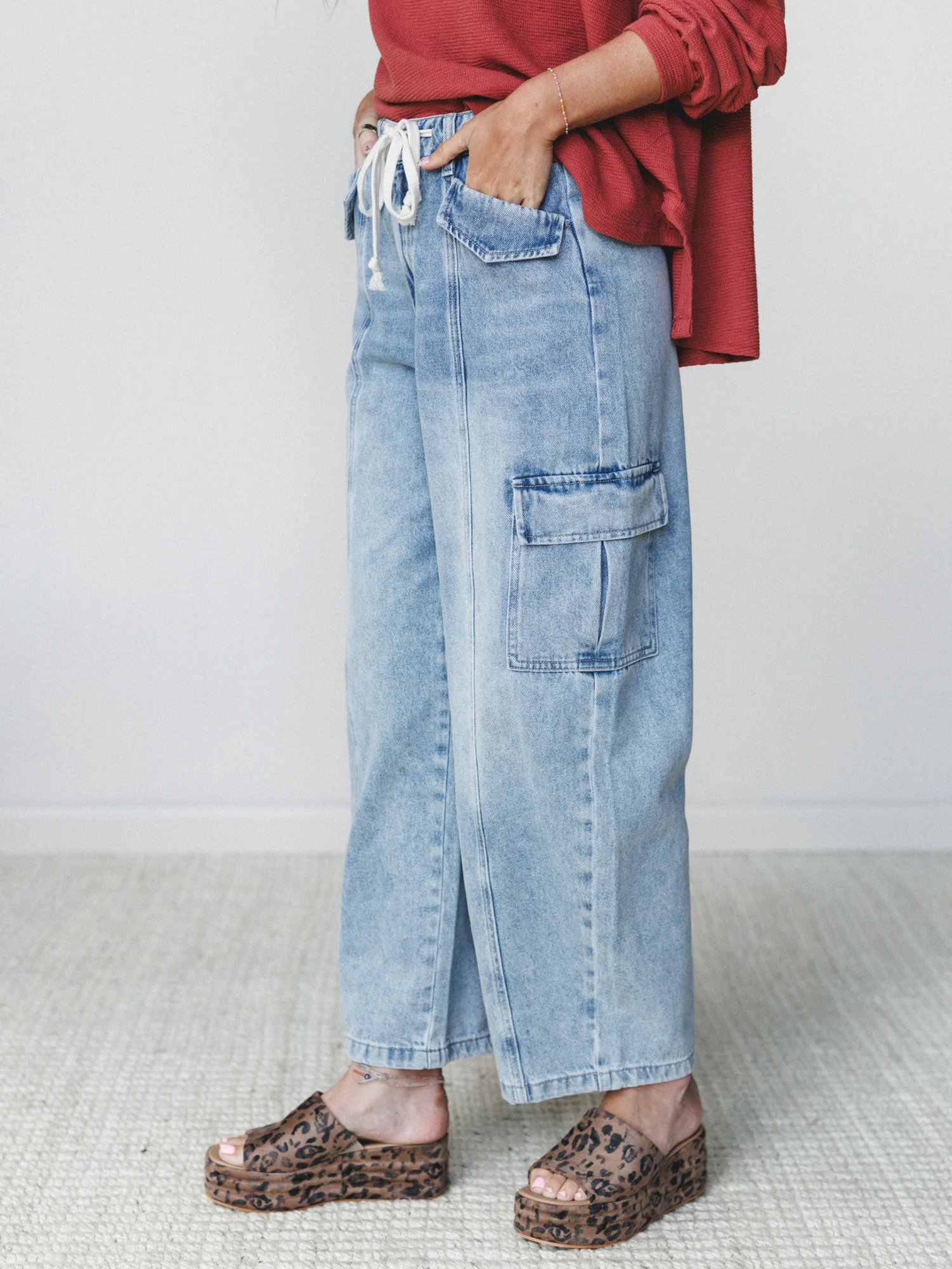 Whisper Sky Cargo Jeans - Light Denim - Image 3
