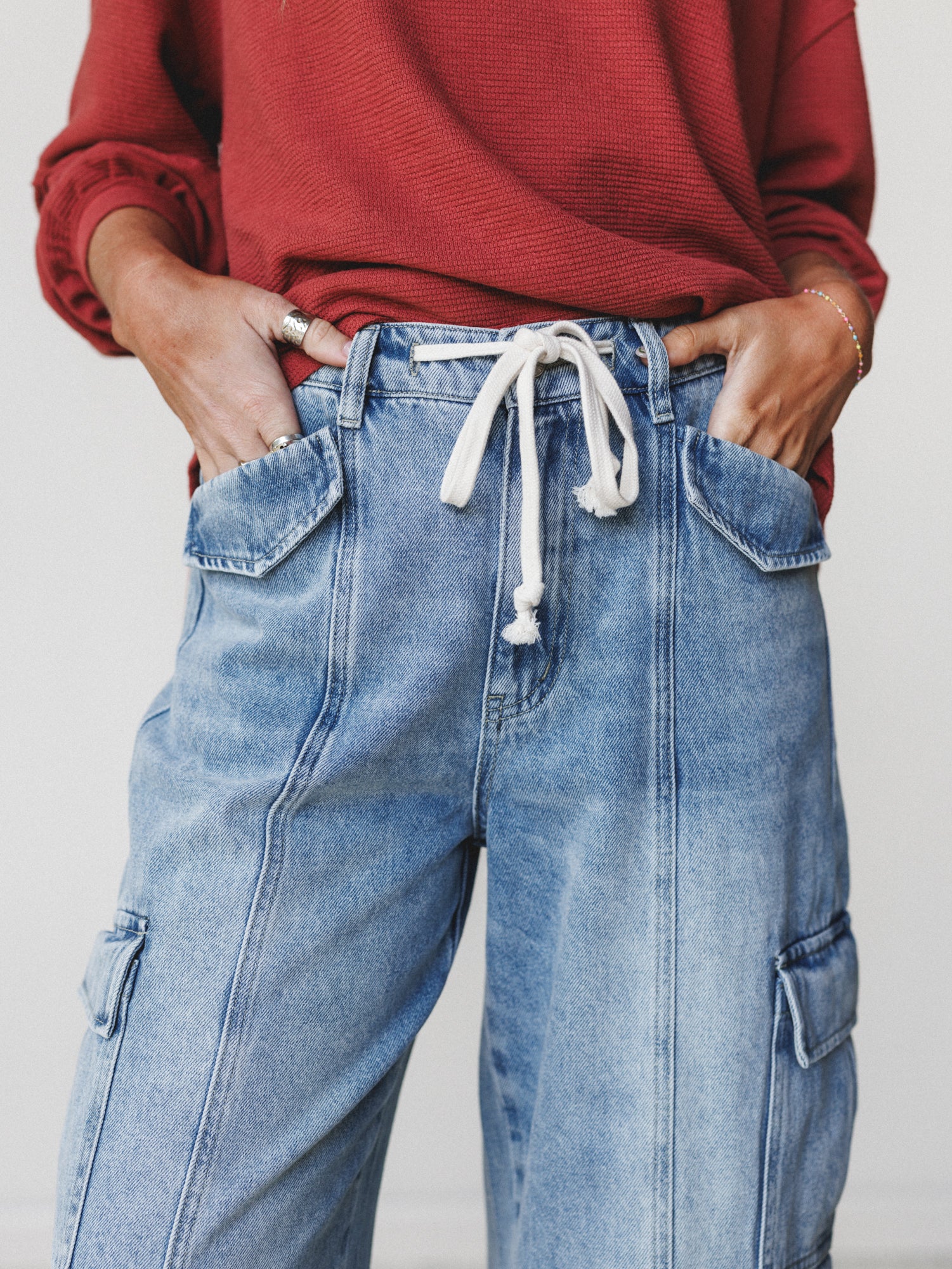 Whisper Sky Cargo Jeans - Light Denim - Image 4