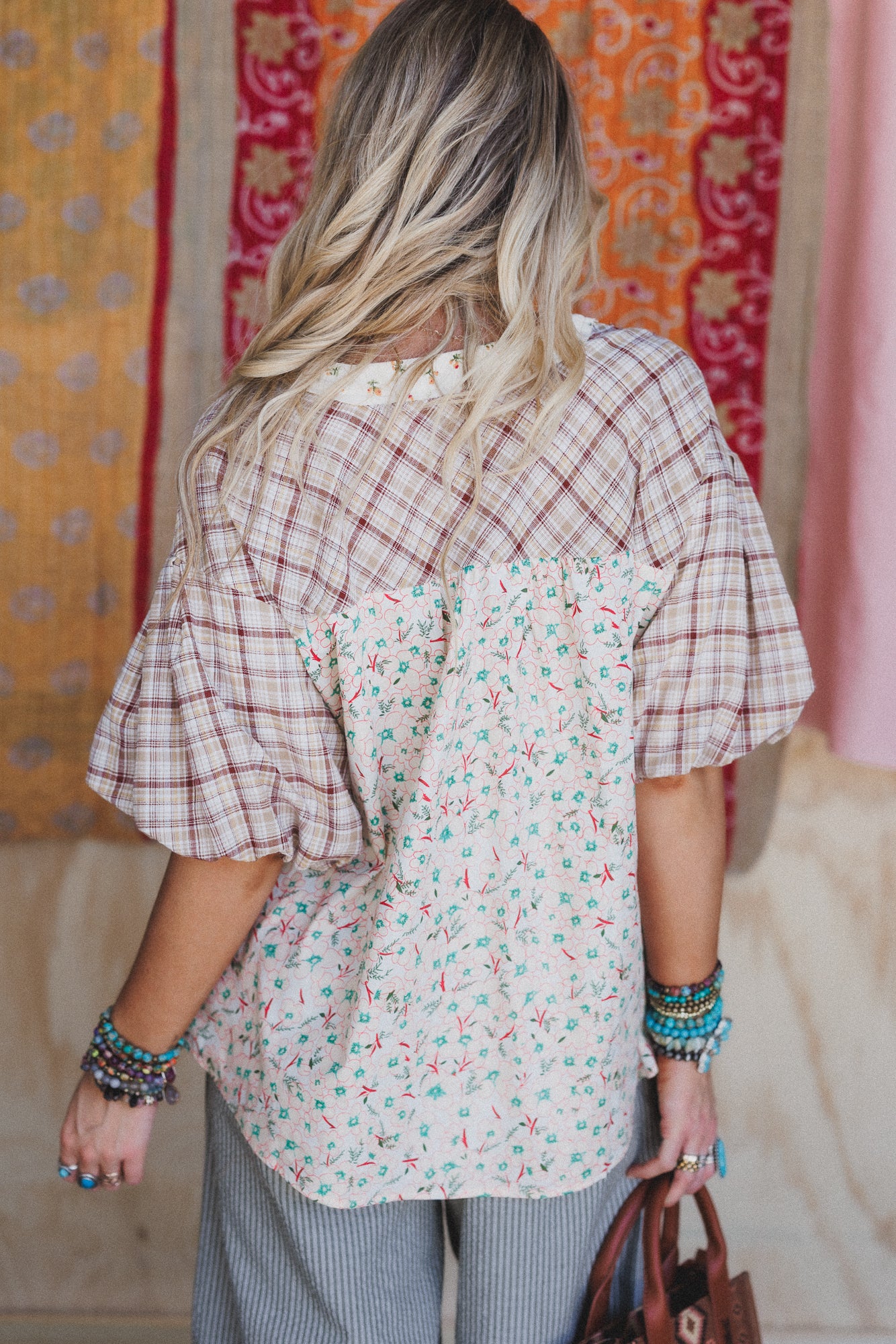 Wild Chamomile Bubble Sleeve Top - Natural - Image 2