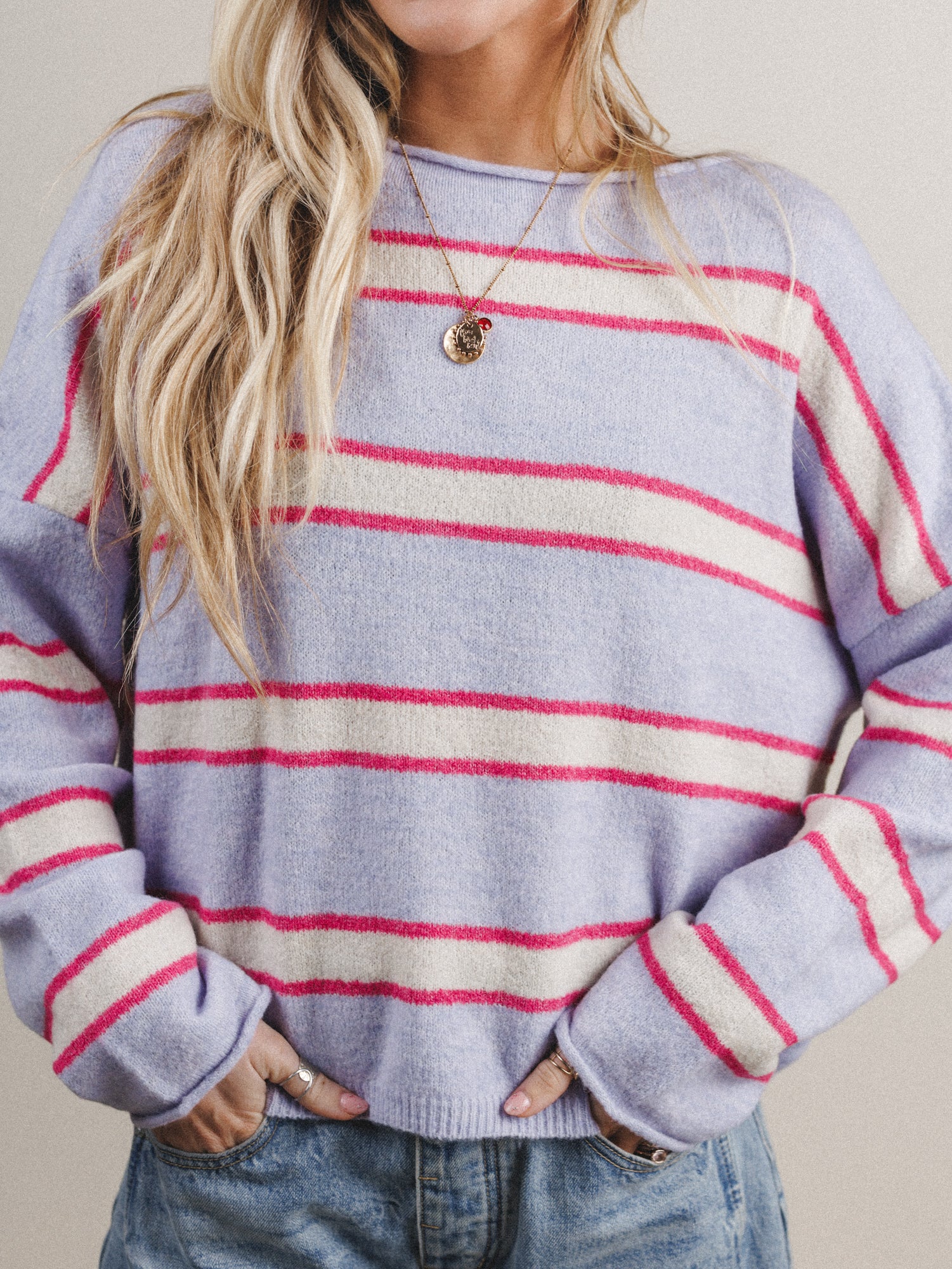 Wild Current Striped Pullover - Lavender - Image 2