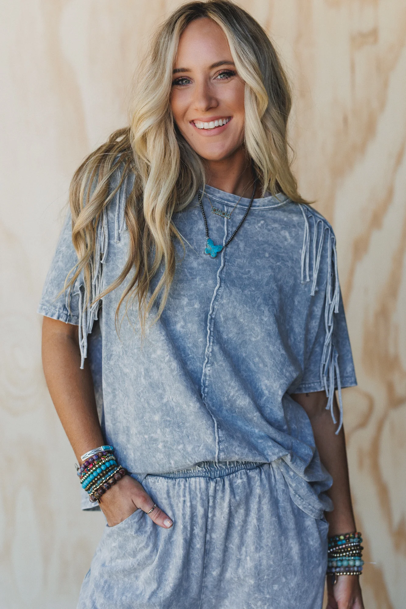 Wild Route Fringe Top - Grey
