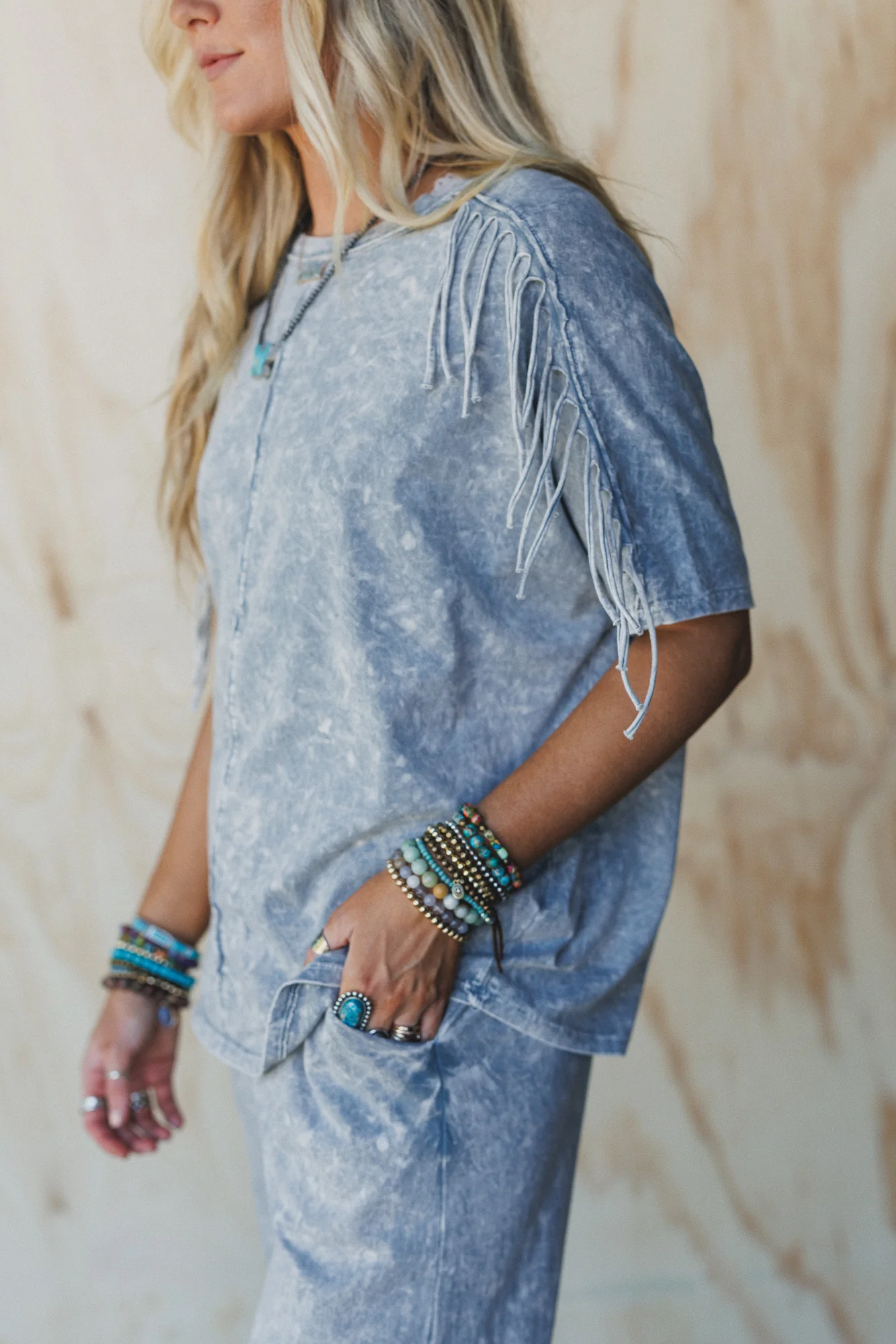 Wild Route Fringe Top - Grey - Image 2