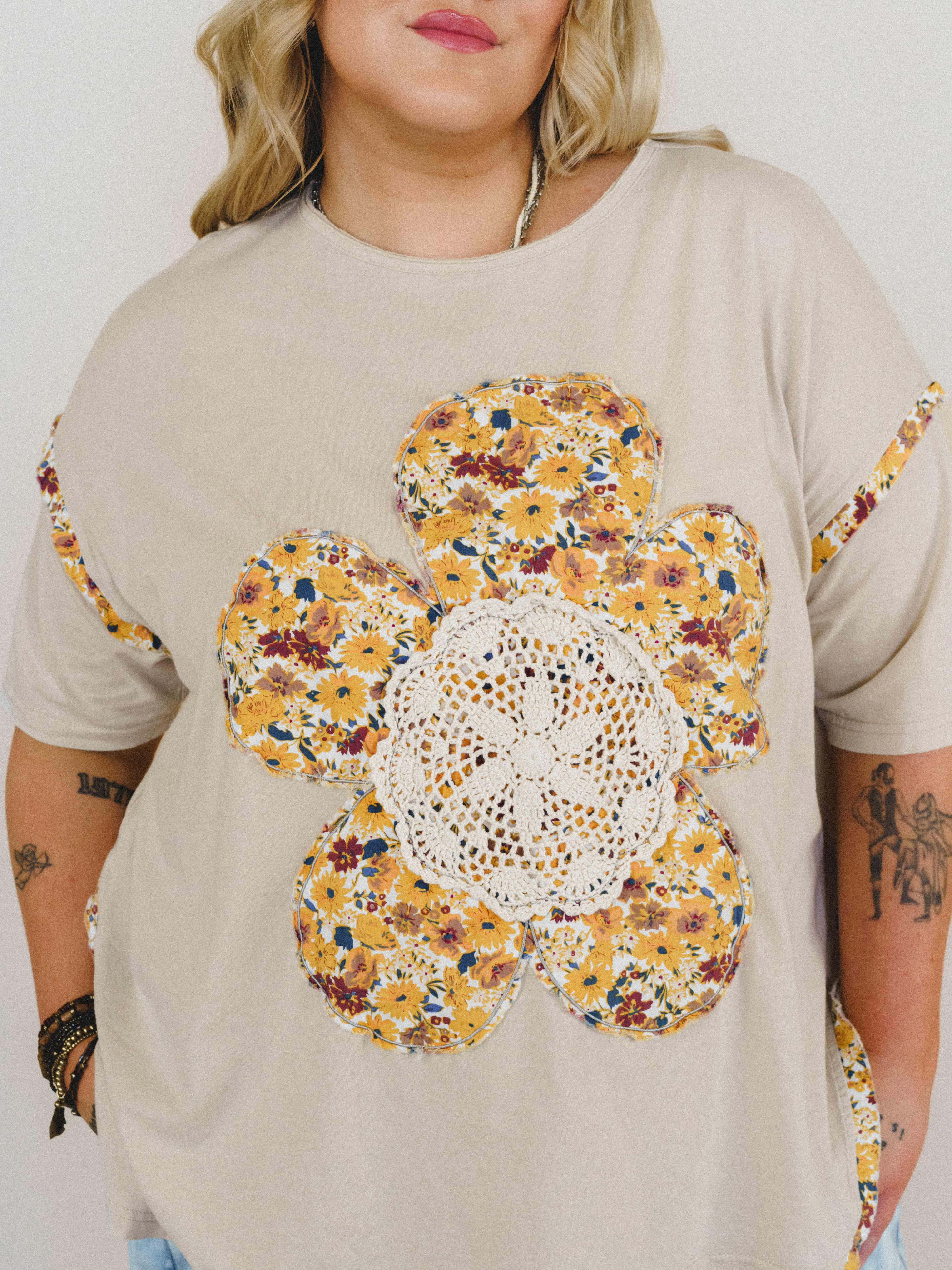 Wildflower Haze Patchwork Top - Khaki - Image 5