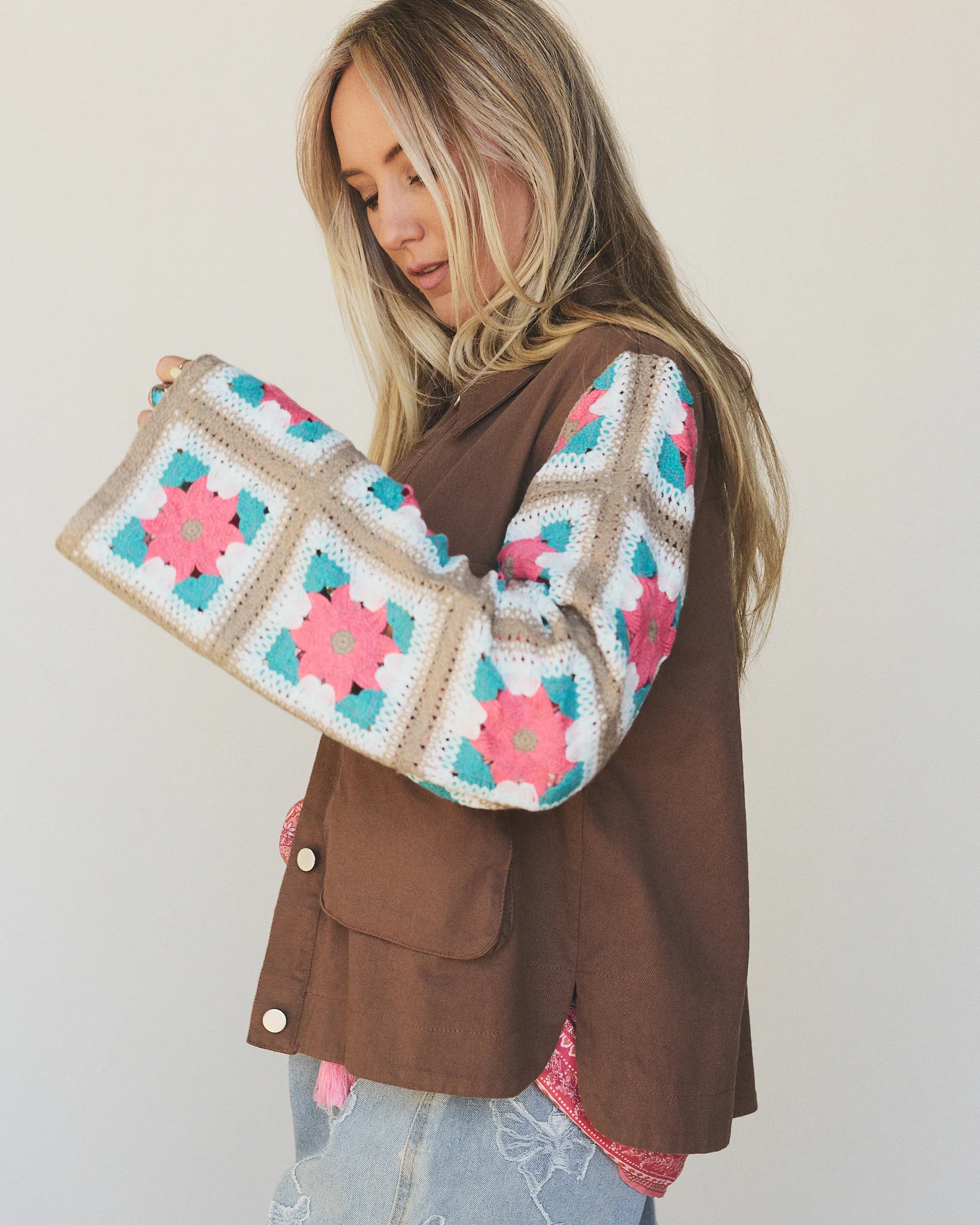 Willow Bloom Crochet Jacket - Light Brown - Pre Order