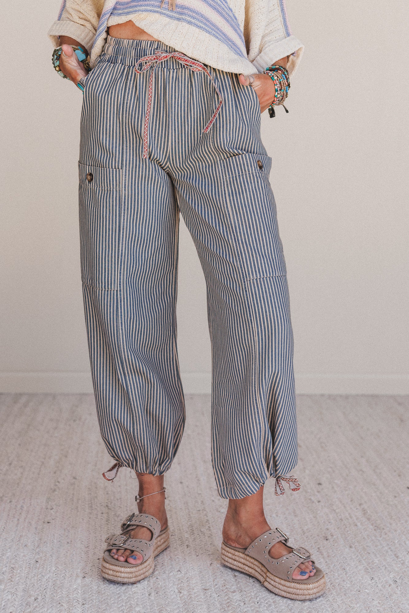 Wilson Striped Pants - Latte - Image 3