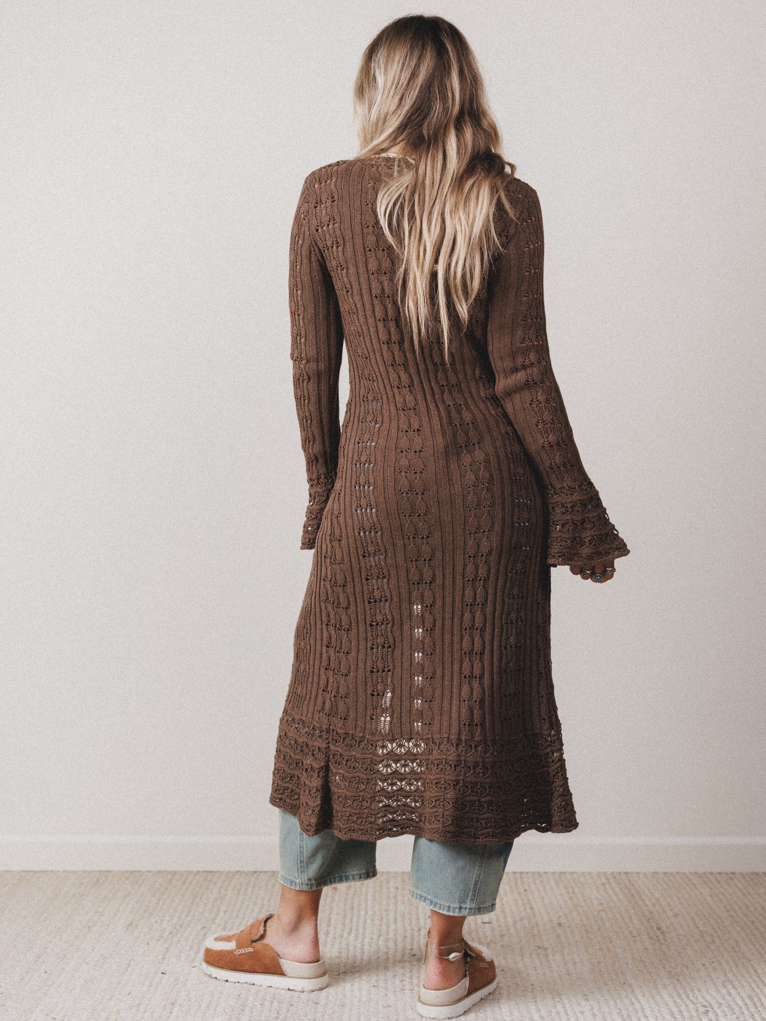 Windswept Long Knit Cardigan - Mocha - Image 6
