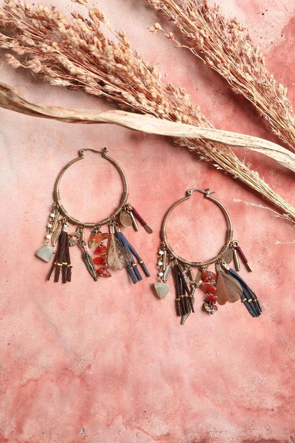 Winona Charm Hoop Earrings - Gold - Pre Order - Image 2