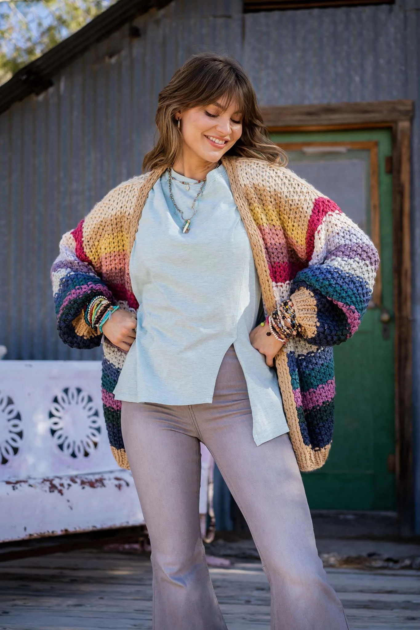 Wrapped up in Color Knit Cardigan - Neutral - Pre Order - Image 7