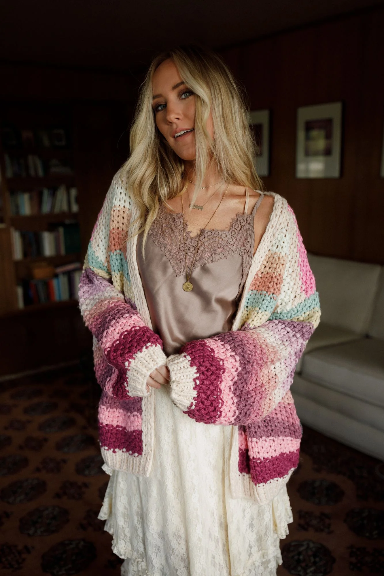 Wrapped up in Color Knit Cardigan - Pink Multi - Image 10