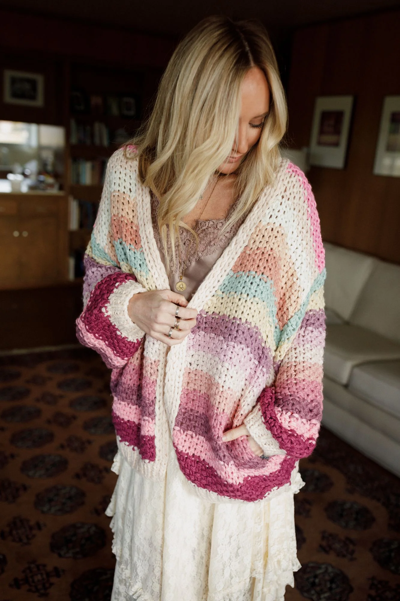 Wrapped up in Color Knit Cardigan - Pink Multi - Image 11