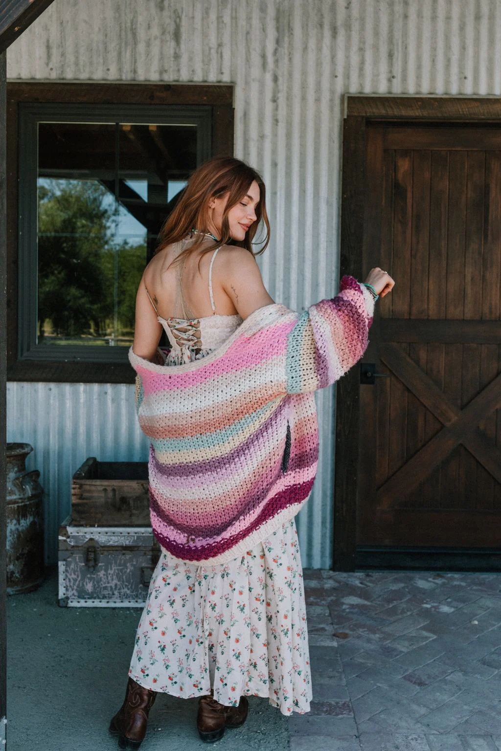 Wrapped up in Color Knit Cardigan - Pink Multi - Image 15