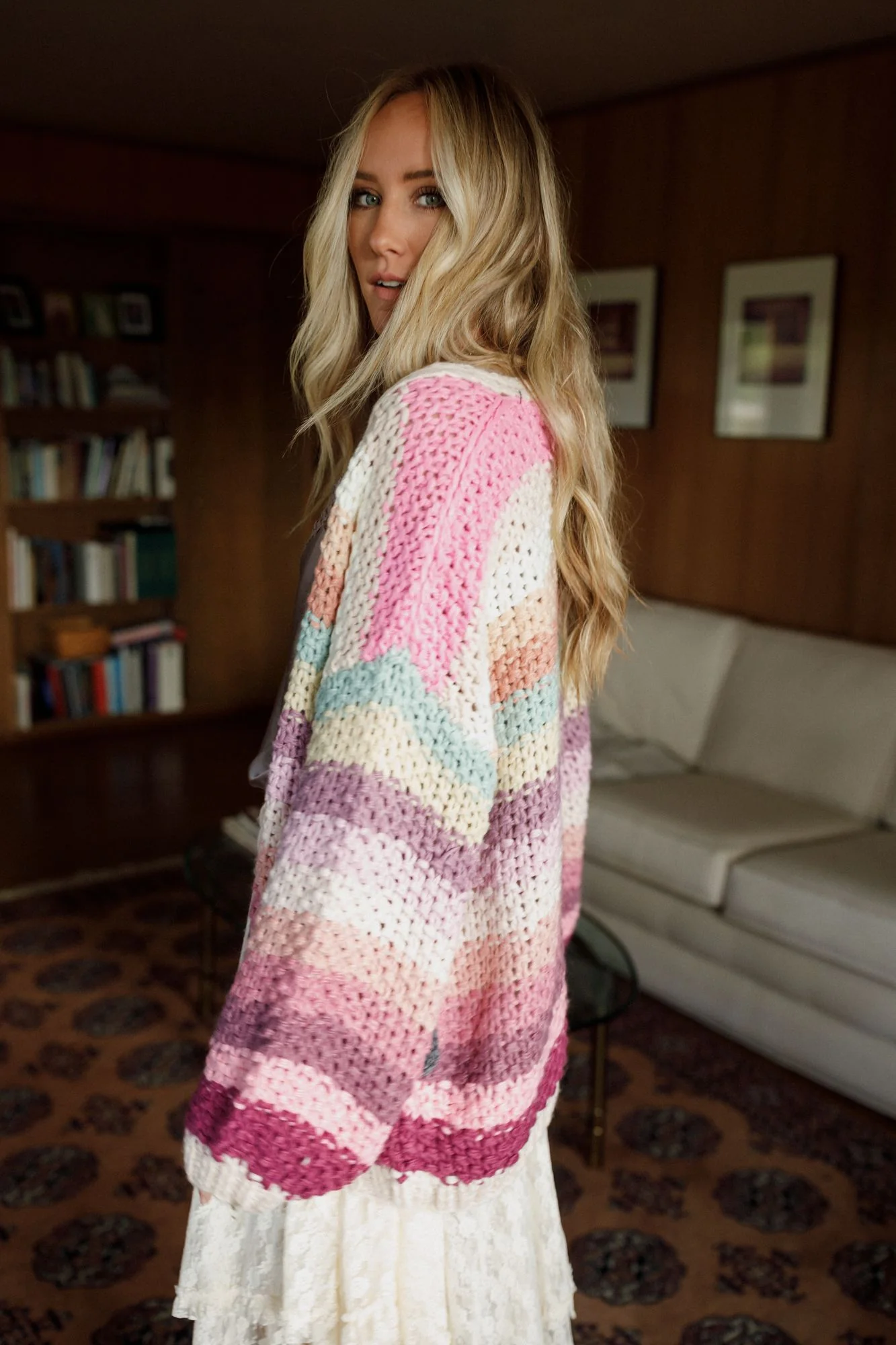 Wrapped up in Color Knit Cardigan - Pink Multi - Image 7