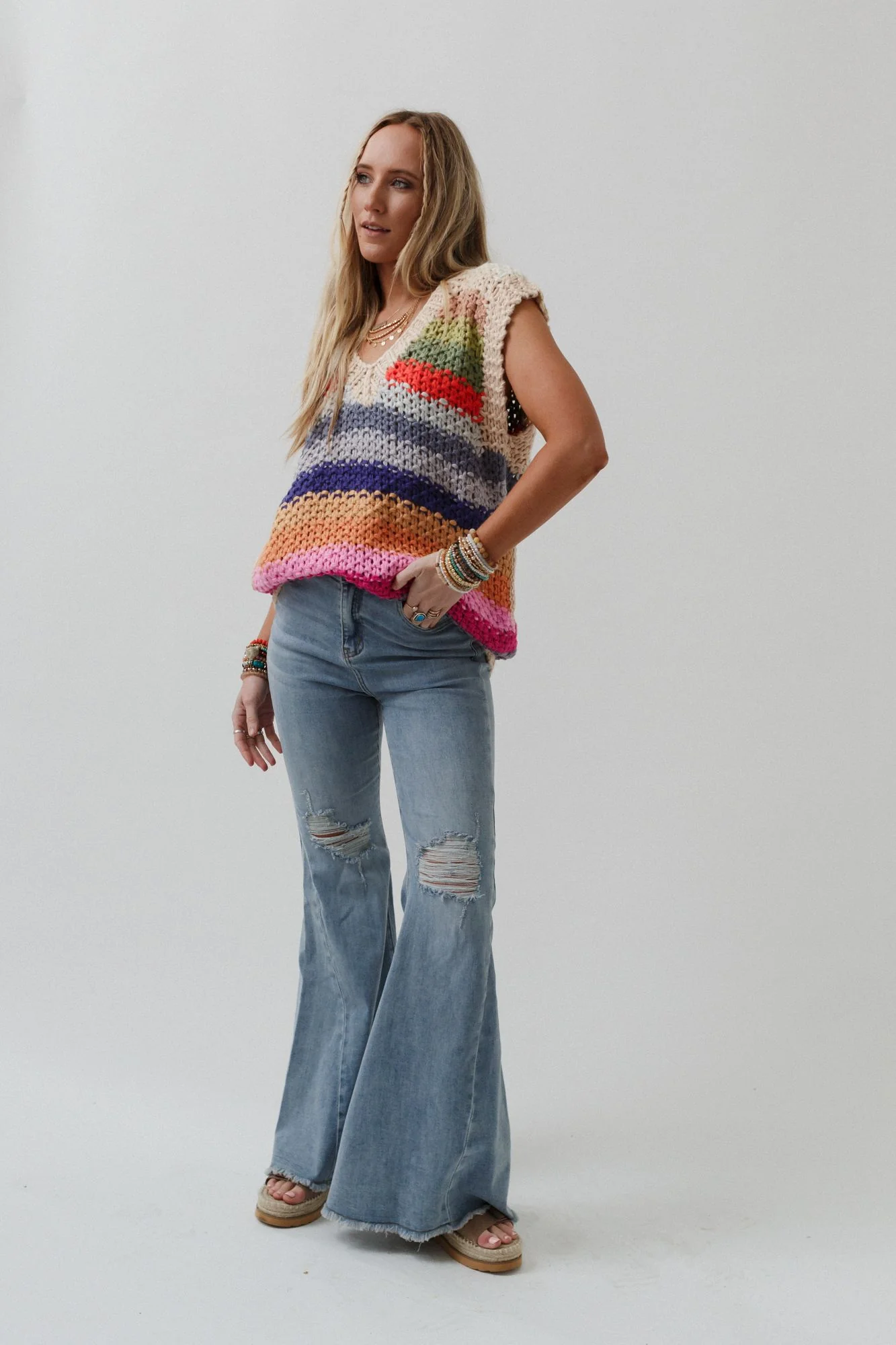 Wrapped Up In Color Knit Vest - Cream Multi - Image 5