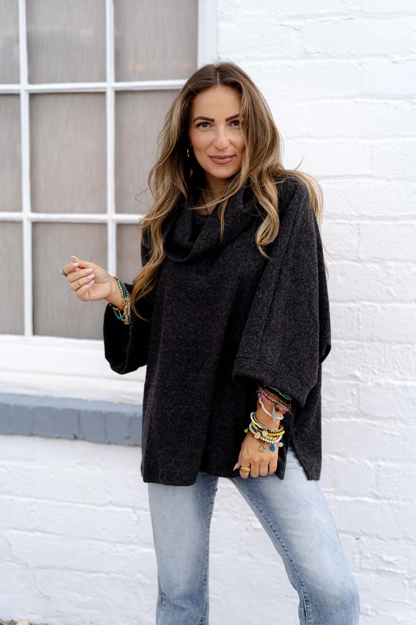 The Nest Your Favorite Oversized Turtle Neck Sweater - Charcoal