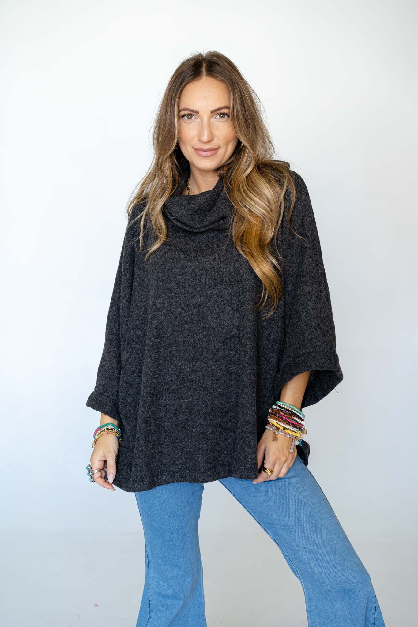 The Nest Your Favorite Oversized Turtle Neck Sweater - Charcoal - Image 2