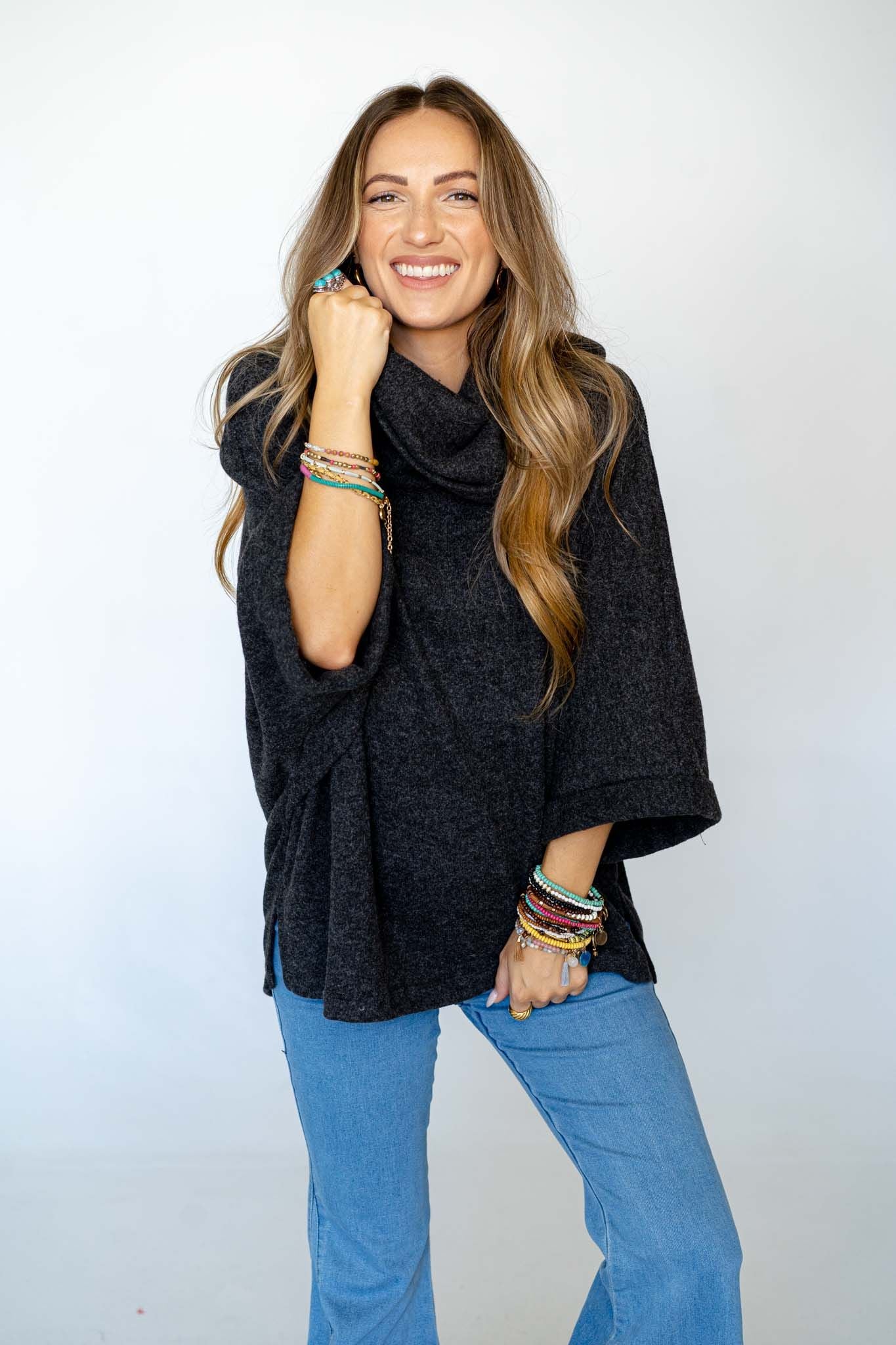 The Nest Your Favorite Oversized Turtle Neck Sweater - Charcoal - Image 3