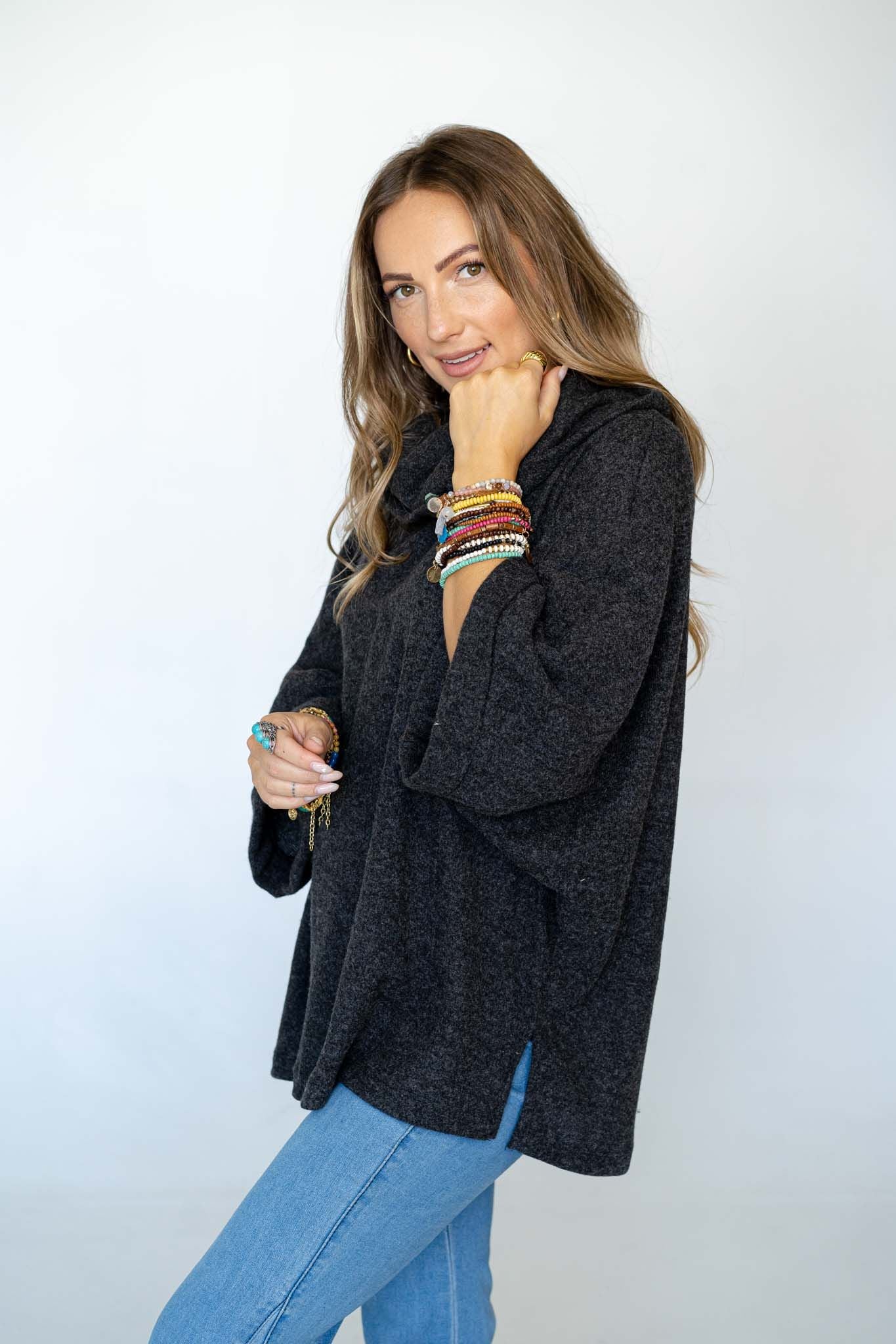 The Nest Your Favorite Oversized Turtle Neck Sweater - Charcoal - Image 6