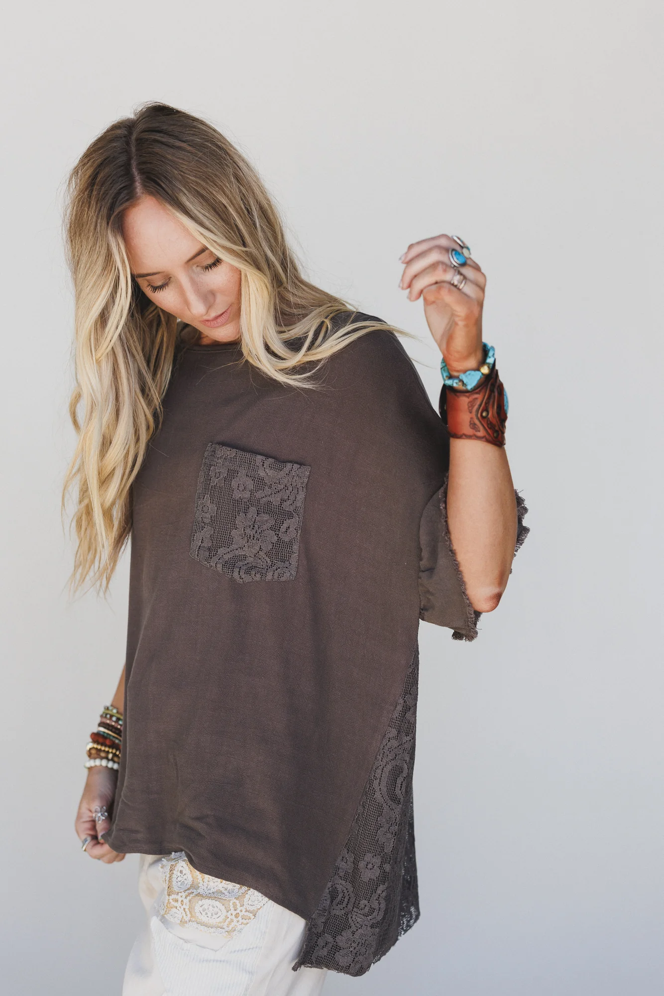 Zhara Lace Back Top - Ash Brown - Image 4