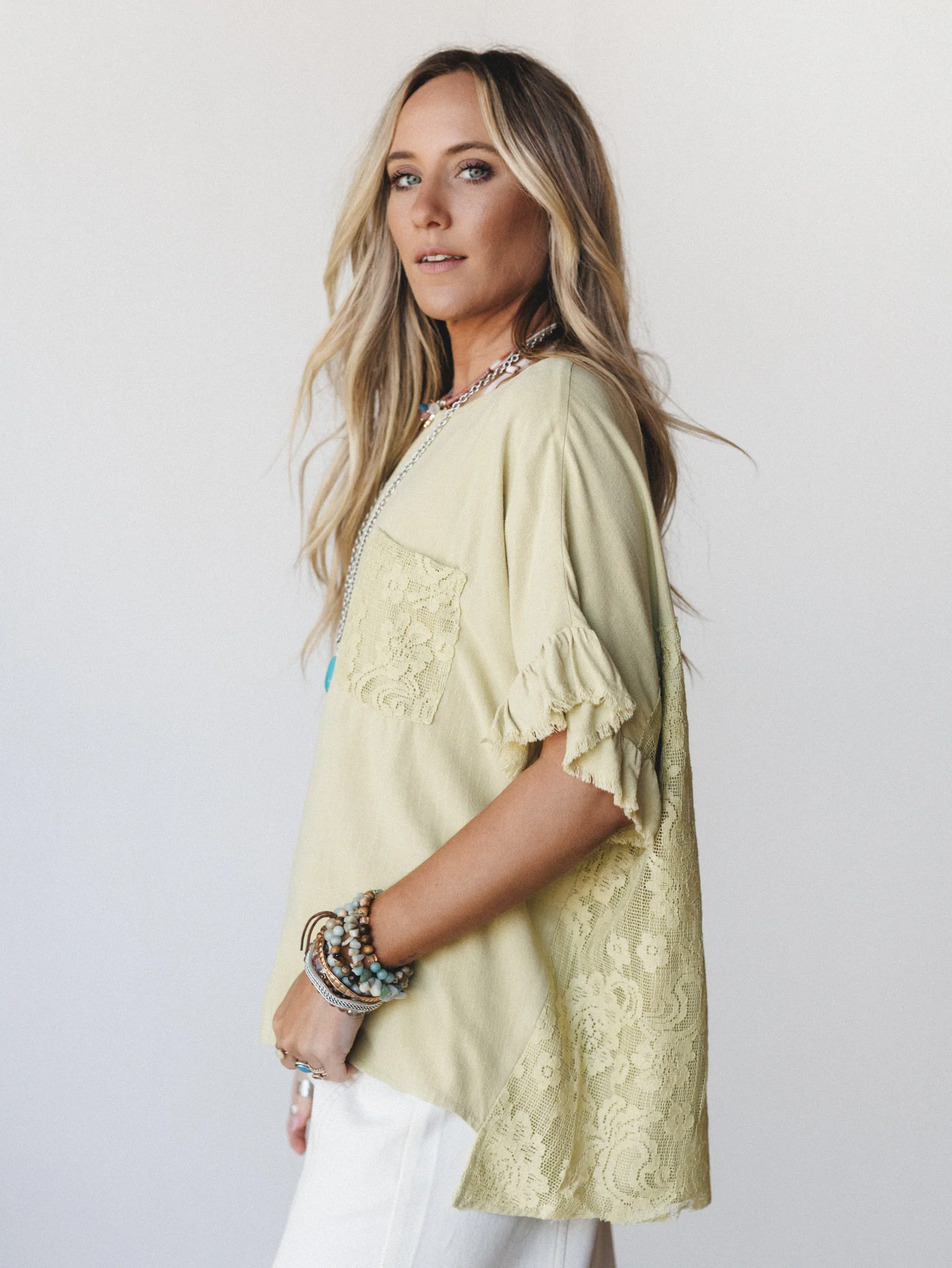 Zhara Lace Back Top - Green Tea - Image 2