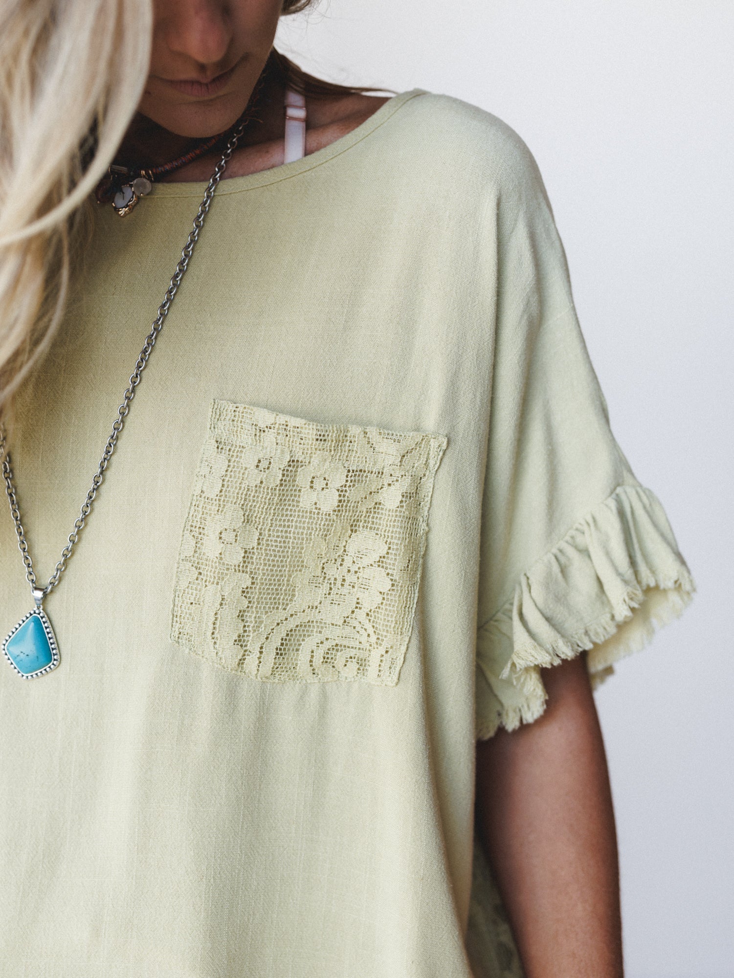Zhara Lace Back Top - Green Tea - Image 3