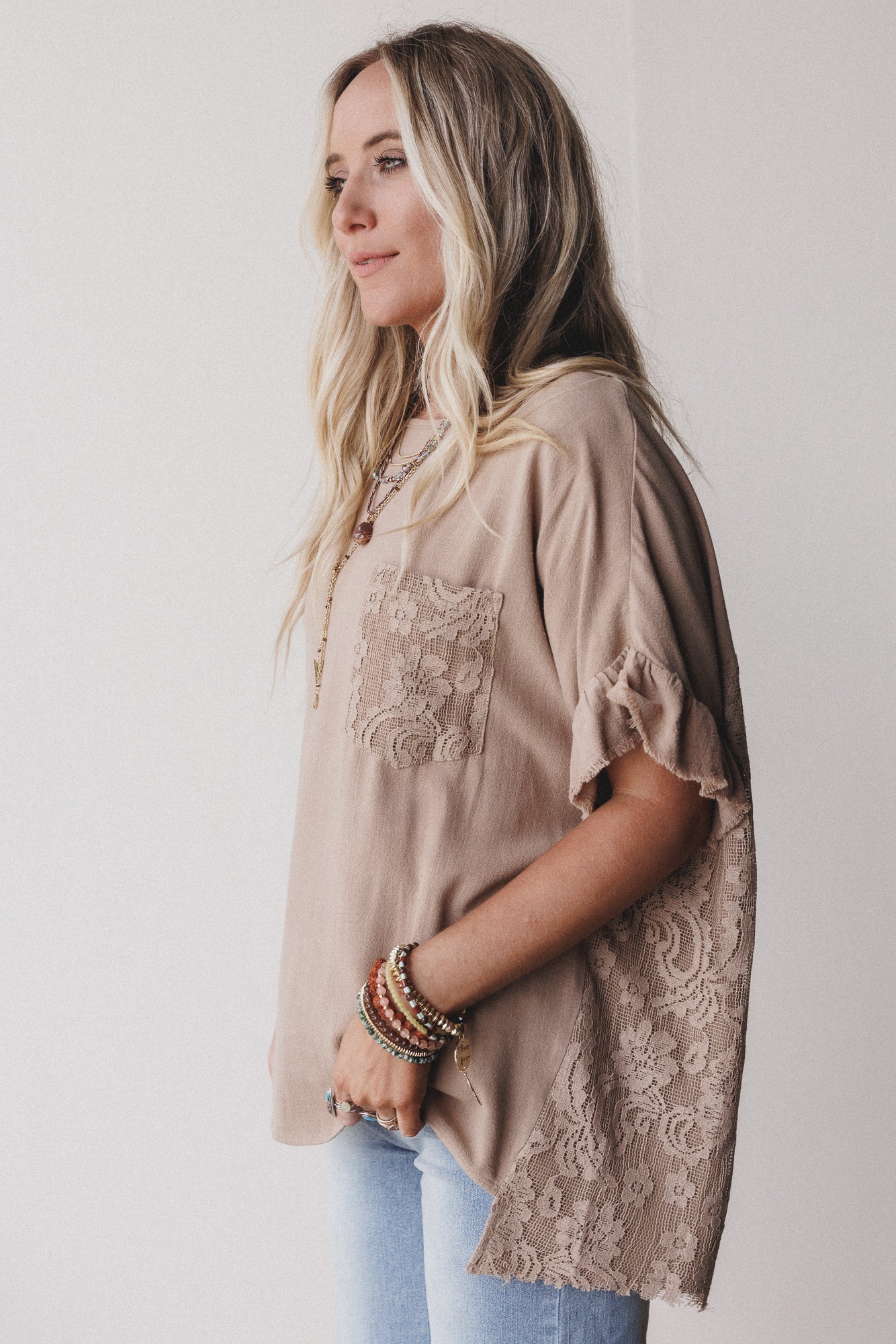 Zhara Lace Back Top - Mocha - Image 4